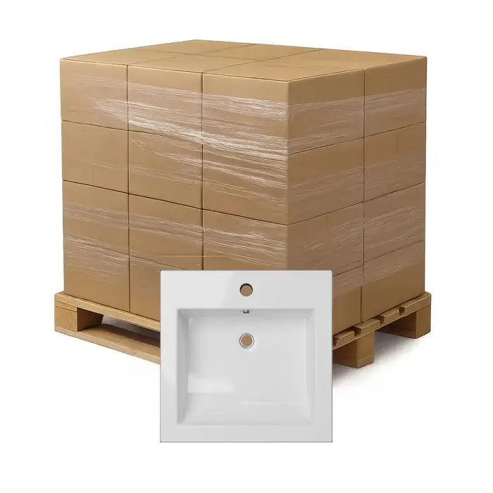 Bulk-Packed 16 x 16" White Semi-Recessed Porcelain Vessel Sink with Overflow