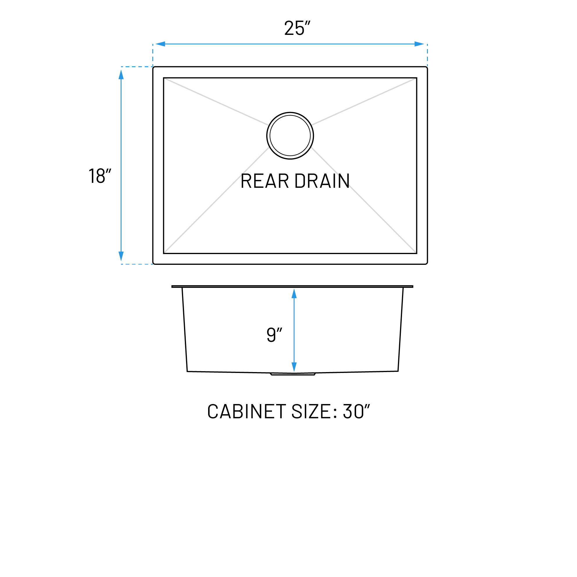 25" Zero Radius Undermount Stainless Steel Single Bowl Kitchen Sink - Image 2