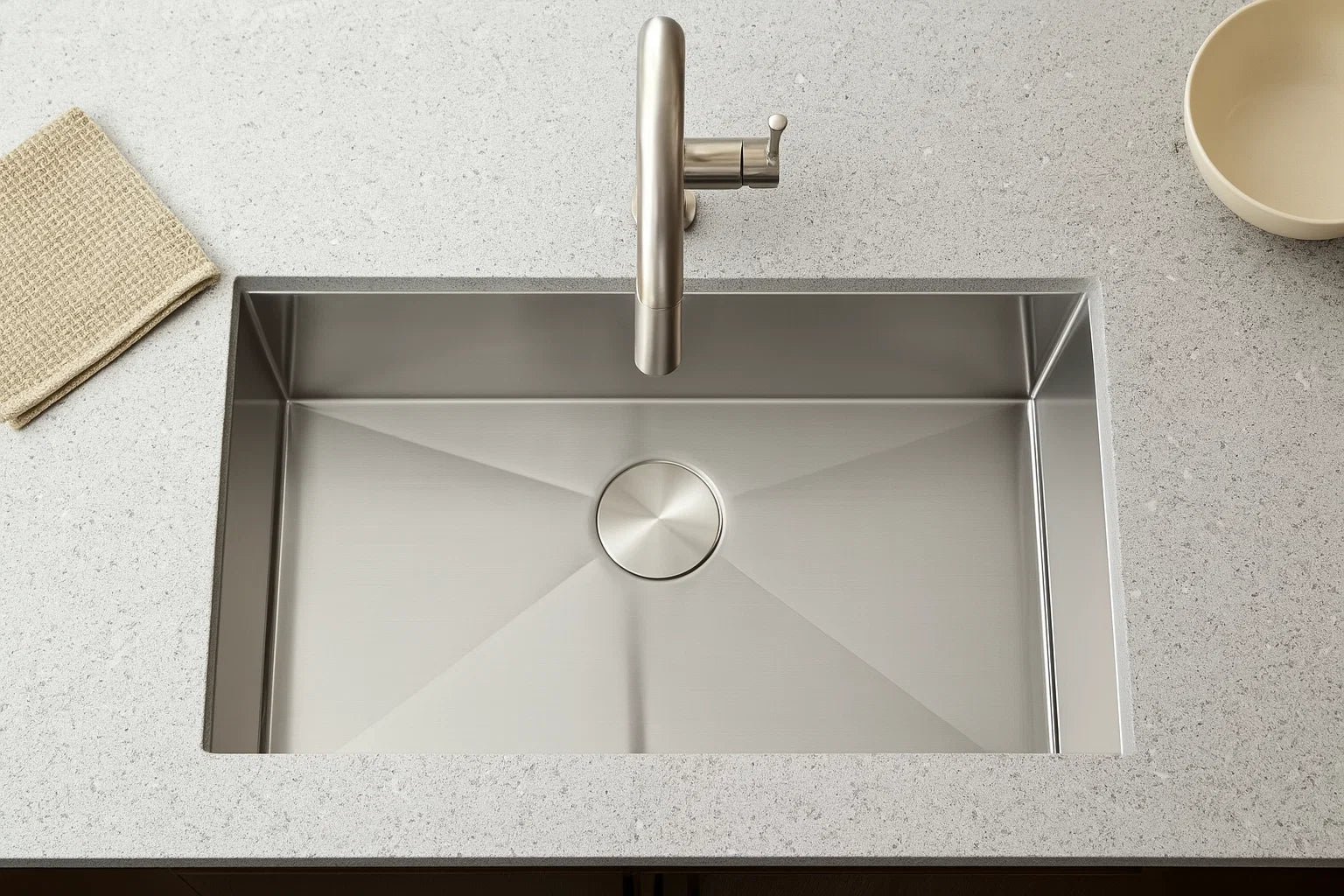 25" Zero Radius Undermount Stainless Steel Single Bowl Kitchen Sink - Image 4