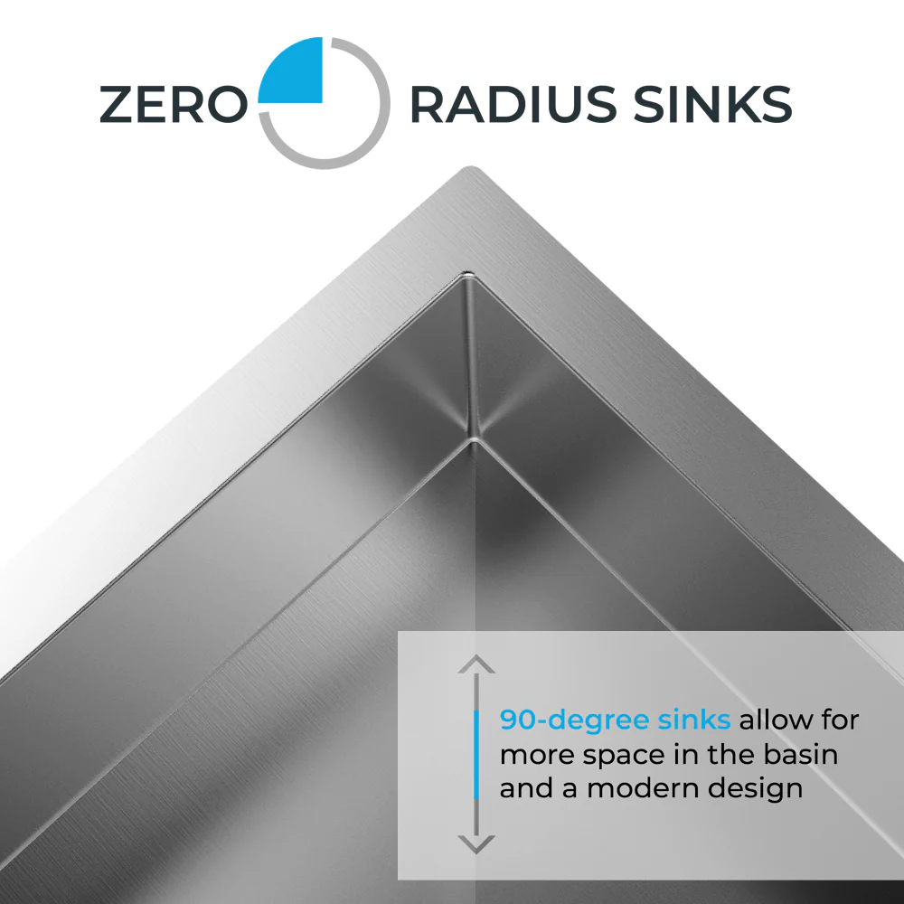 25" Zero Radius Undermount Stainless Steel Single Bowl Kitchen Sink - Image 7