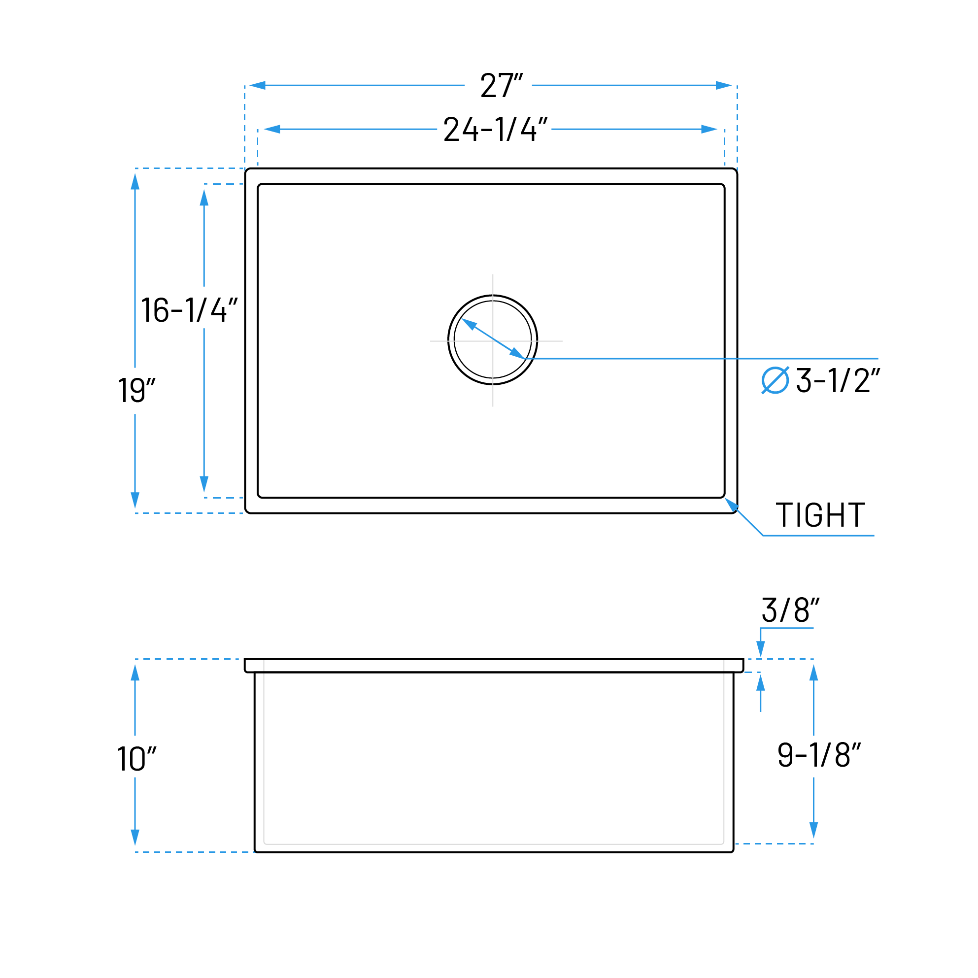 27 x 19" White Fireclay Dual Mount Single Bowl Kitchen Sink with Grid and Strainer - Image 6