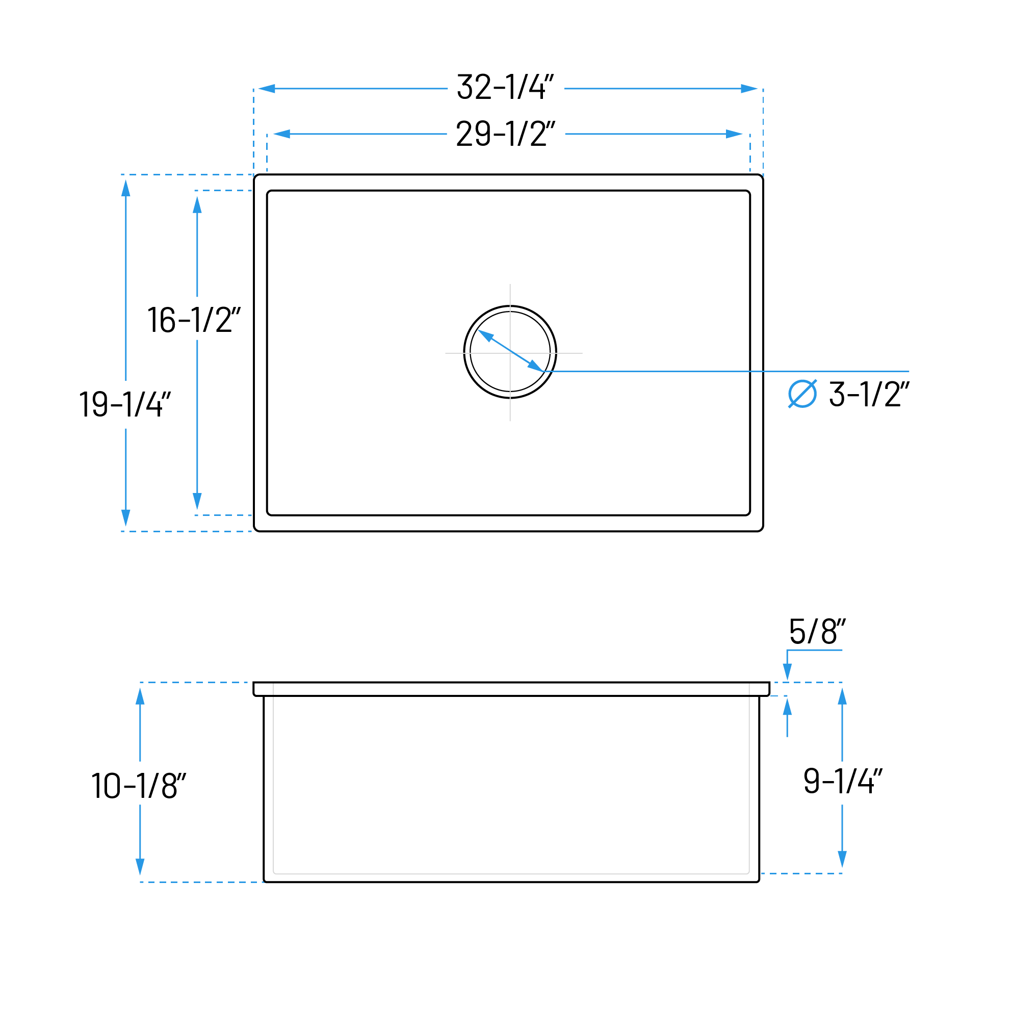 32 x 19" White Fireclay Dual Mount Single Bowl Kitchen Sink with Grid and Strainer - Image 6