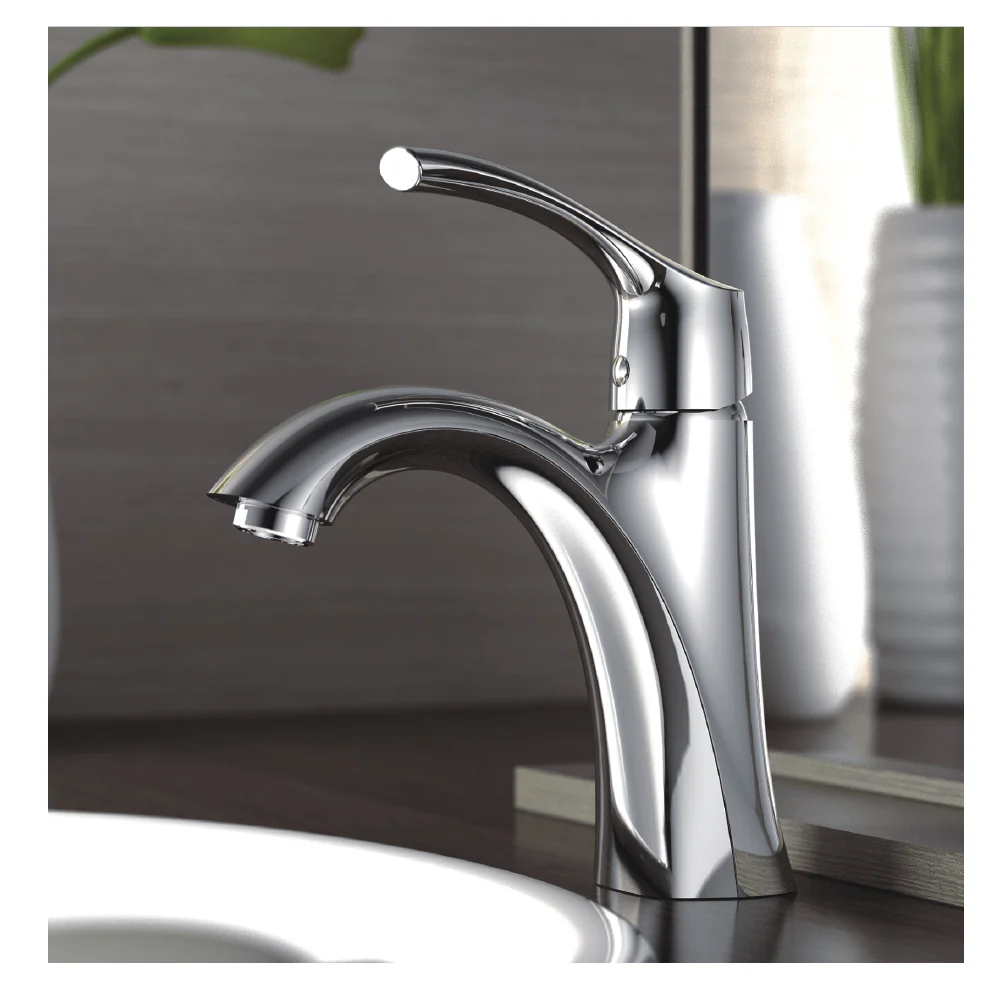 Single Handle 1-Hole Bathroom Faucet with Pop-up Drain in Chrome - Image 4