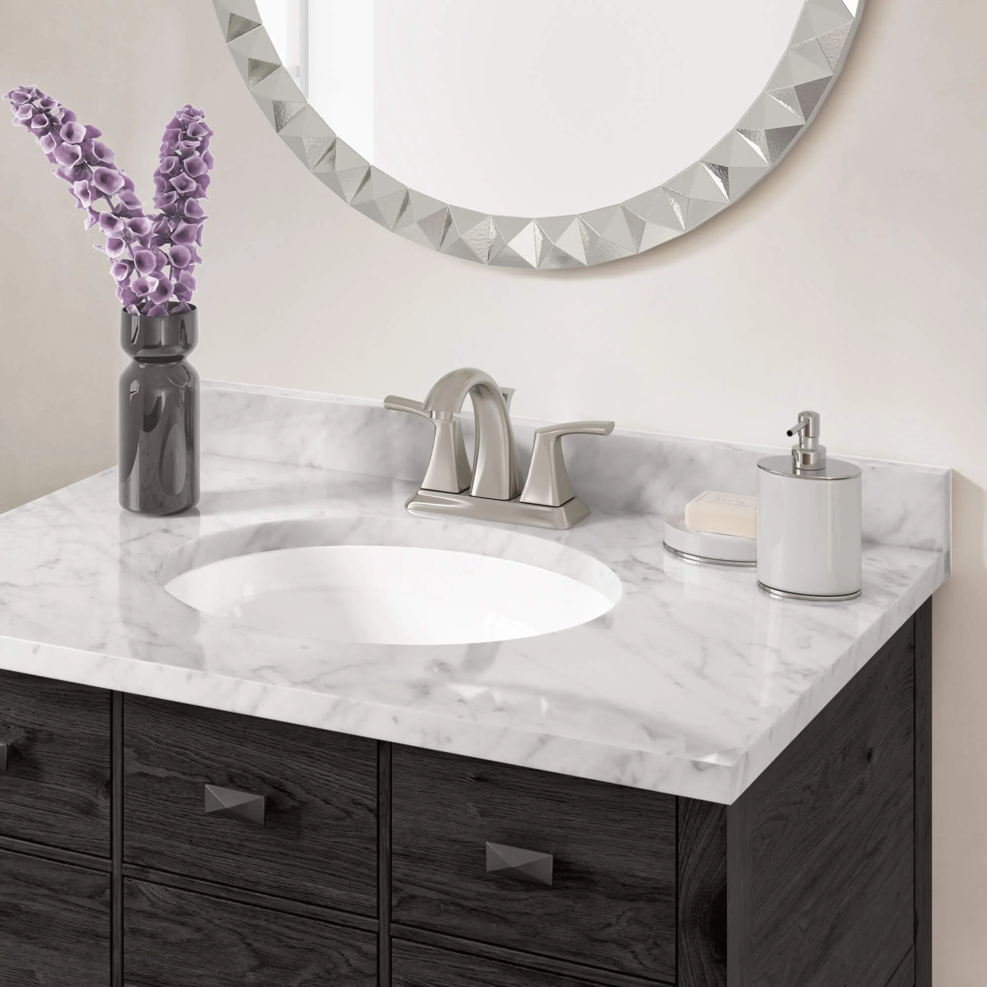 Two Handle Centerset Bathroom Faucet with Pop-up Drain in Brushed Nickel - Image 4