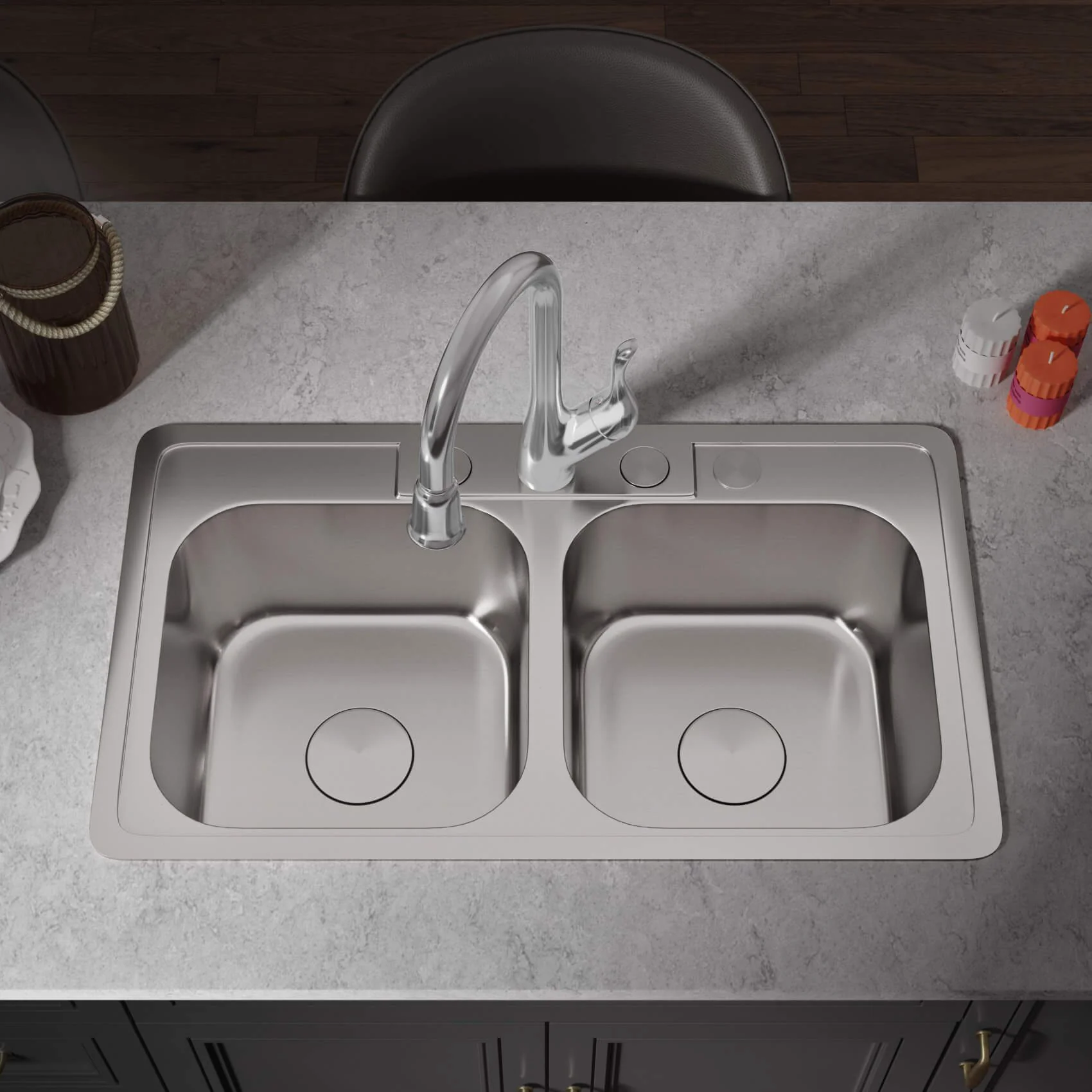 Pull-Down Sprayer Single Handle Kitchen Faucet in Chrome - Image 3