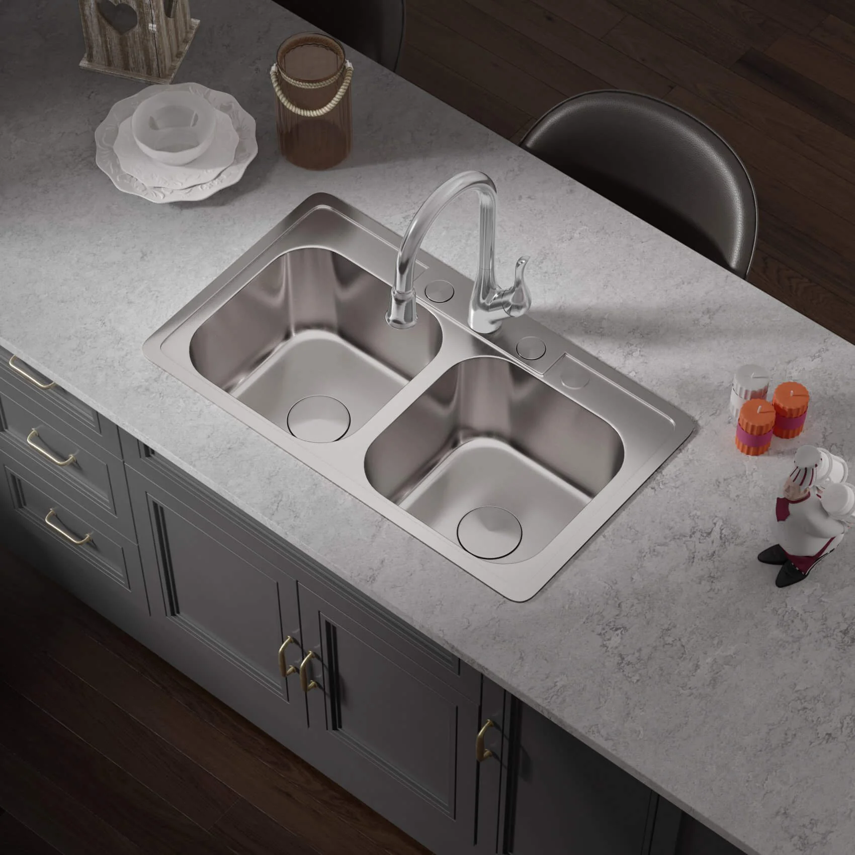 Pull-Down Sprayer Single Handle Kitchen Faucet in Chrome - Image 4