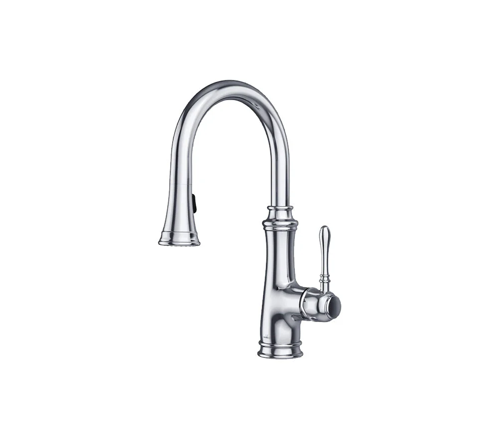 Chrome Single Hole, Single Handle Kitchen Faucet with Pull-Down Sprayer - Image 4
