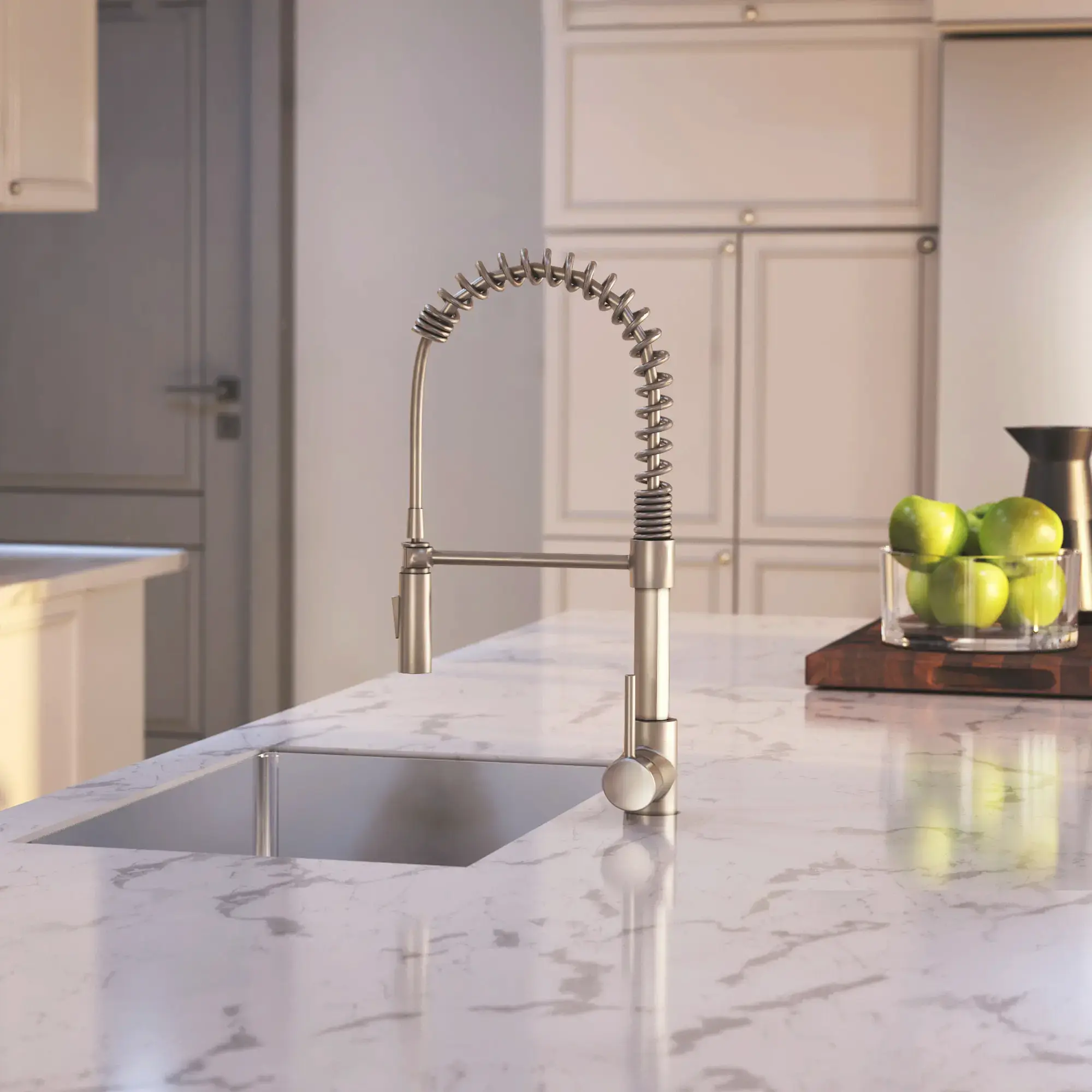 Spring Kitchen Faucet with Pull-Down Sprayer in Brushed Nickel - Image 3