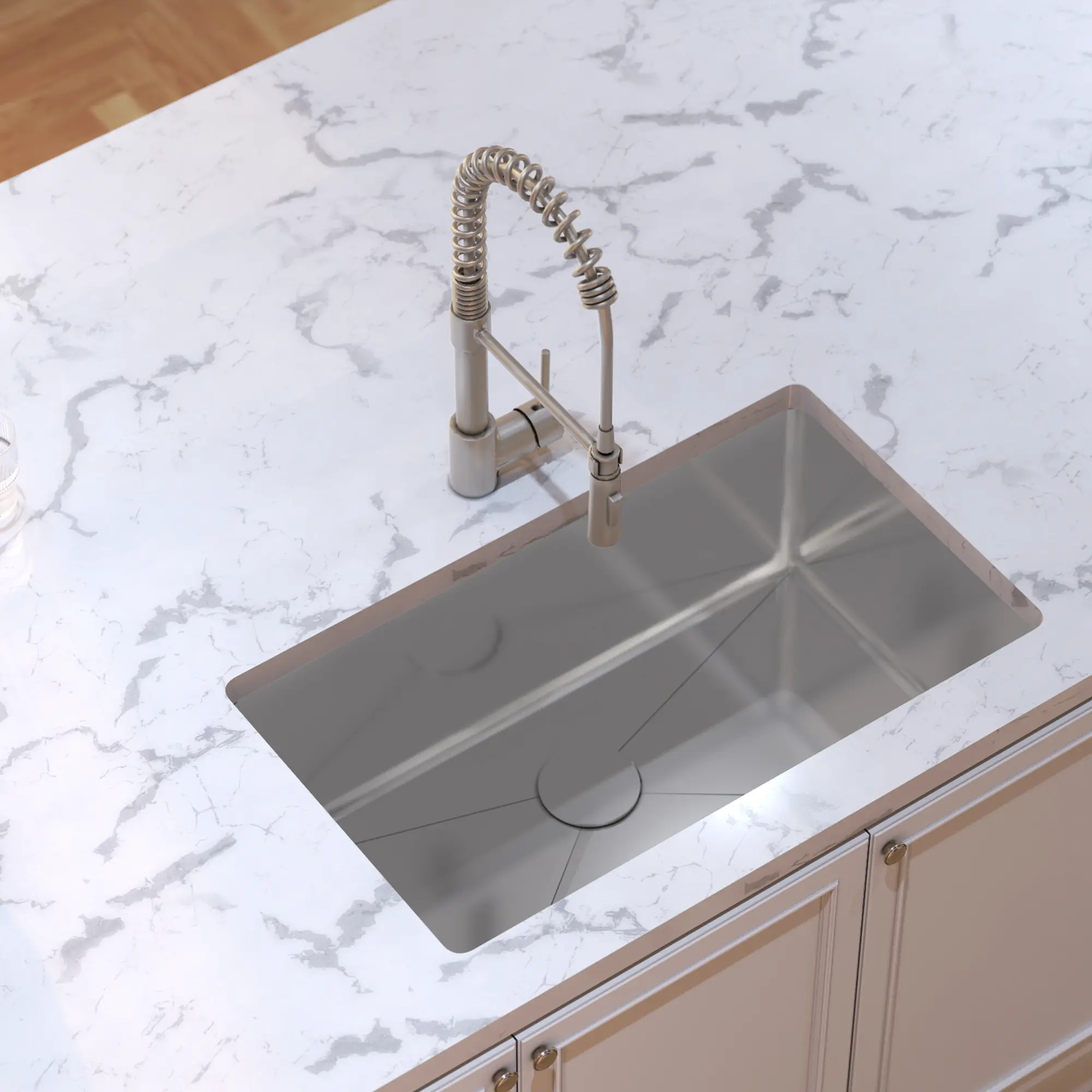 Spring Kitchen Faucet with Pull-Down Sprayer in Brushed Nickel - Image 4