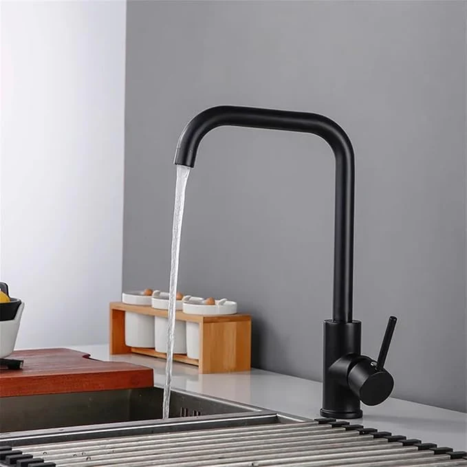 Matte Black High-Arch Single Handle Kitchen Faucet - Image 3