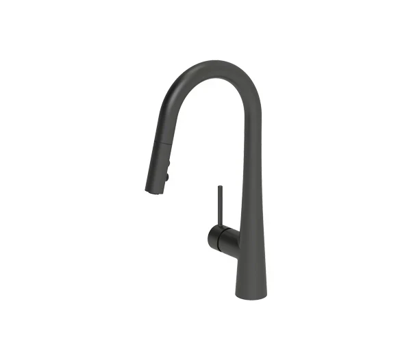 Matte Black Sleek Single Handle Pull-Down Kitchen Faucet