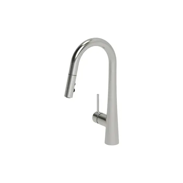 Brushed Nickel Sleek Single Handle Pull-Down Kitchen Faucet