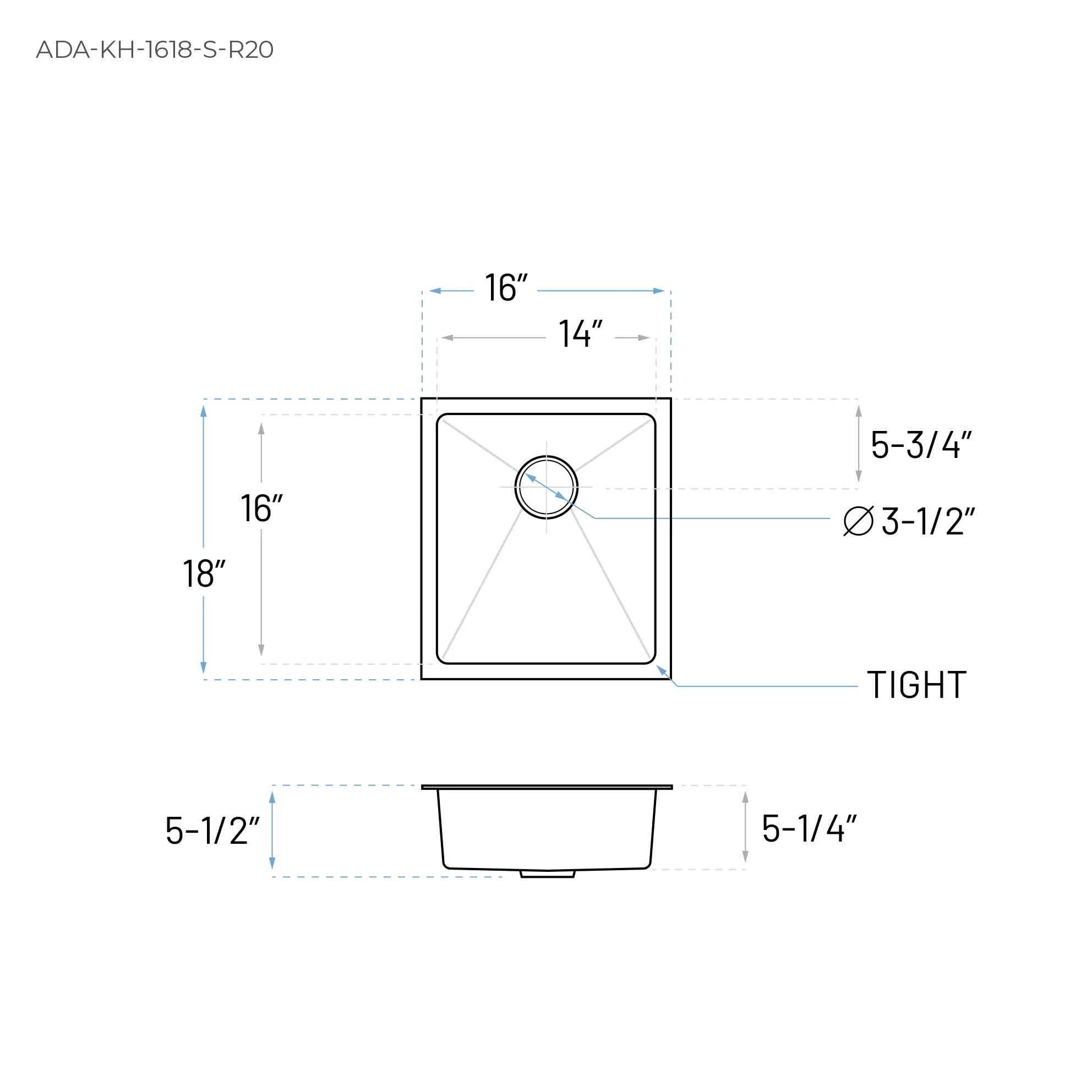 16" ADA-Compliant Undermount Stainless Steel Bar and RV Sink - Image 6