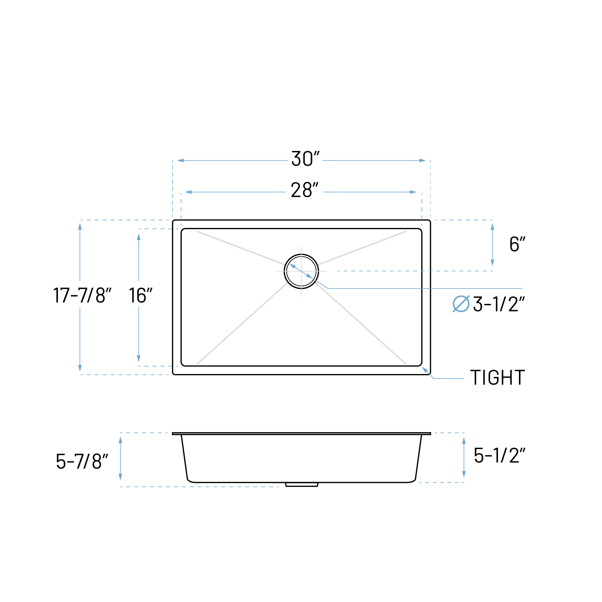 30" ADA Undermount Stainless Steel Kitchen Sink with R15 Corners - Image 5