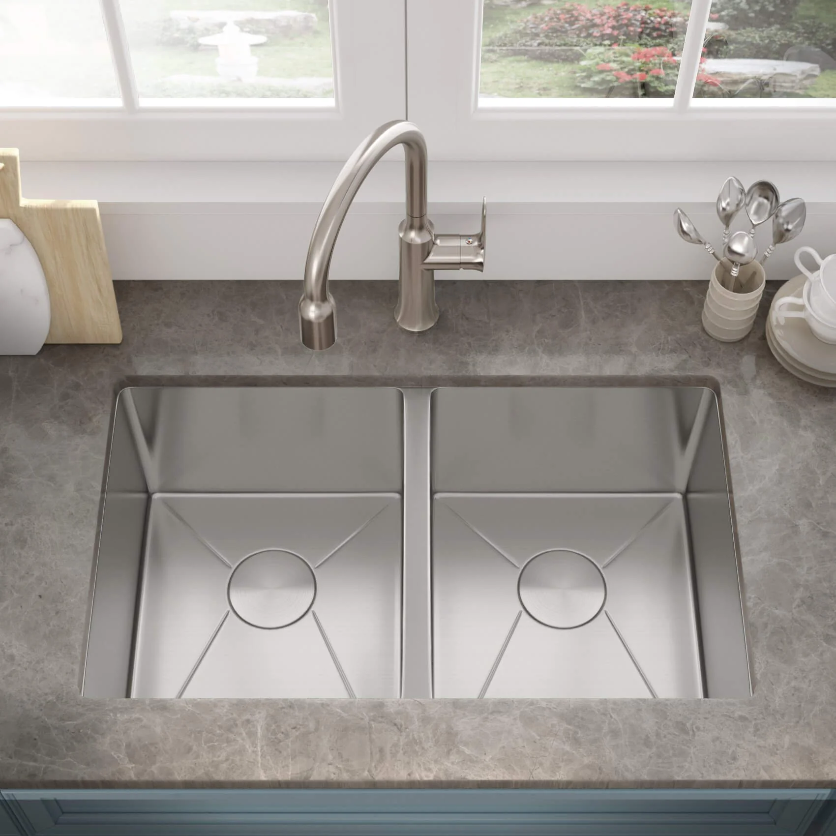31" Undermount Double Bowl Stainless Steel ADA-Compliant Kitchen Sink - Image 3