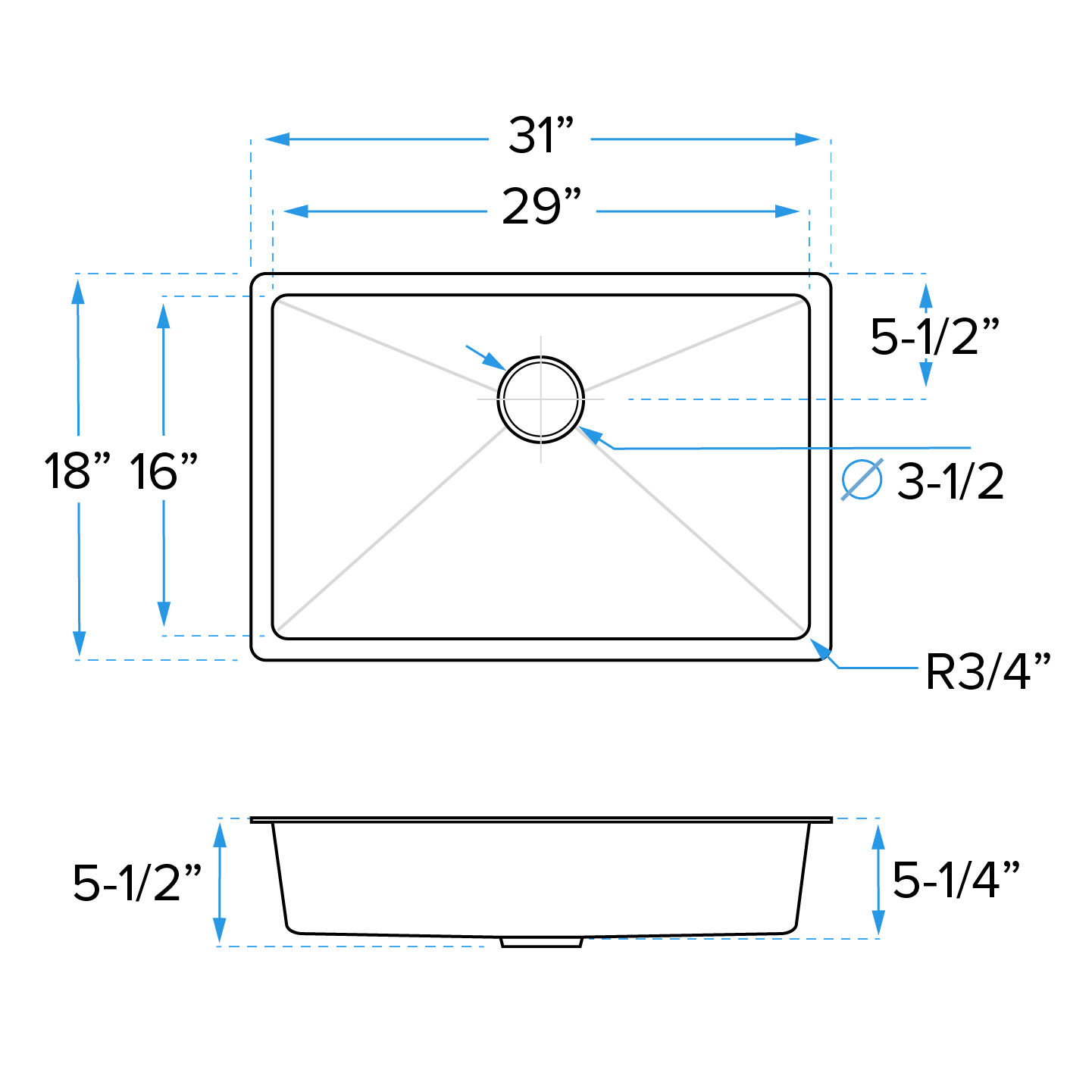 31" Undermount Stainless Steel Single Bowl ADA-Compliant Kitchen Sink - Image 5