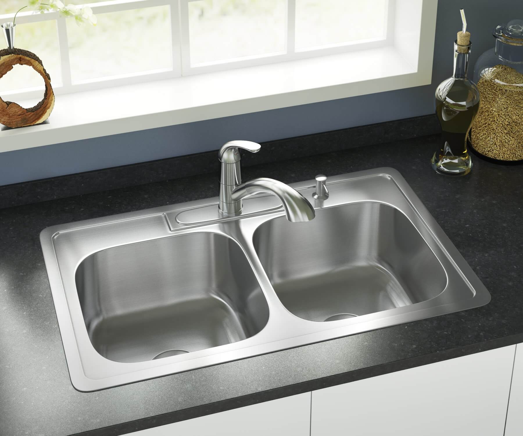 33" ADA-Compliant Top Mount Double Bowl Stainless Steel Kitchen Sink - Image 3