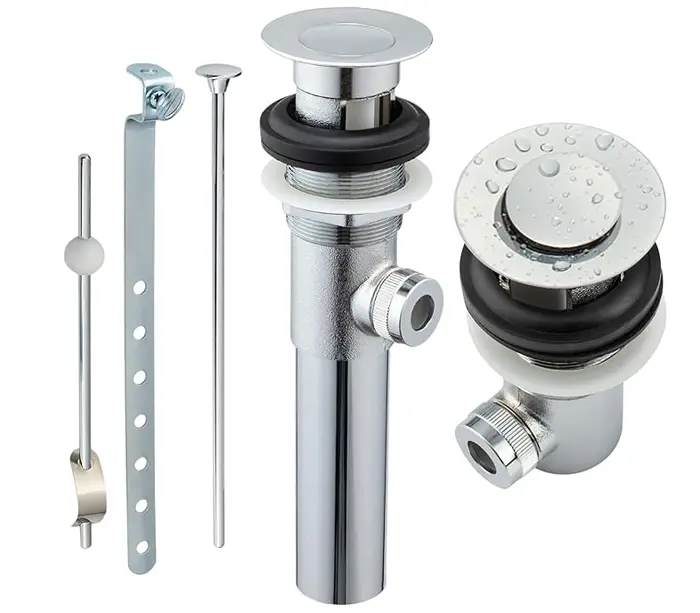 Chrome Stainless Steel Bathroom Popup Drain with Lift Rod