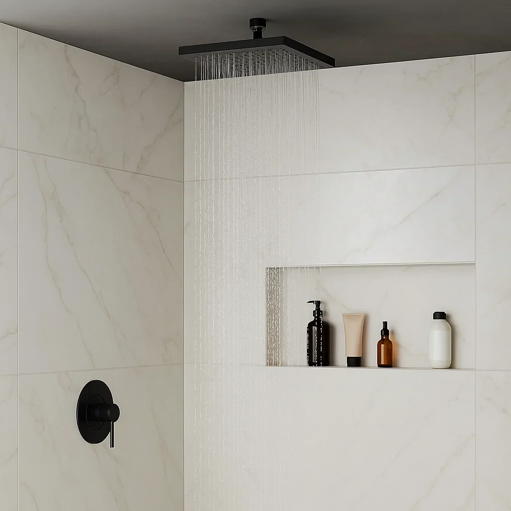 8" Square Matte Black Modern Rain Shower Head - Image 3