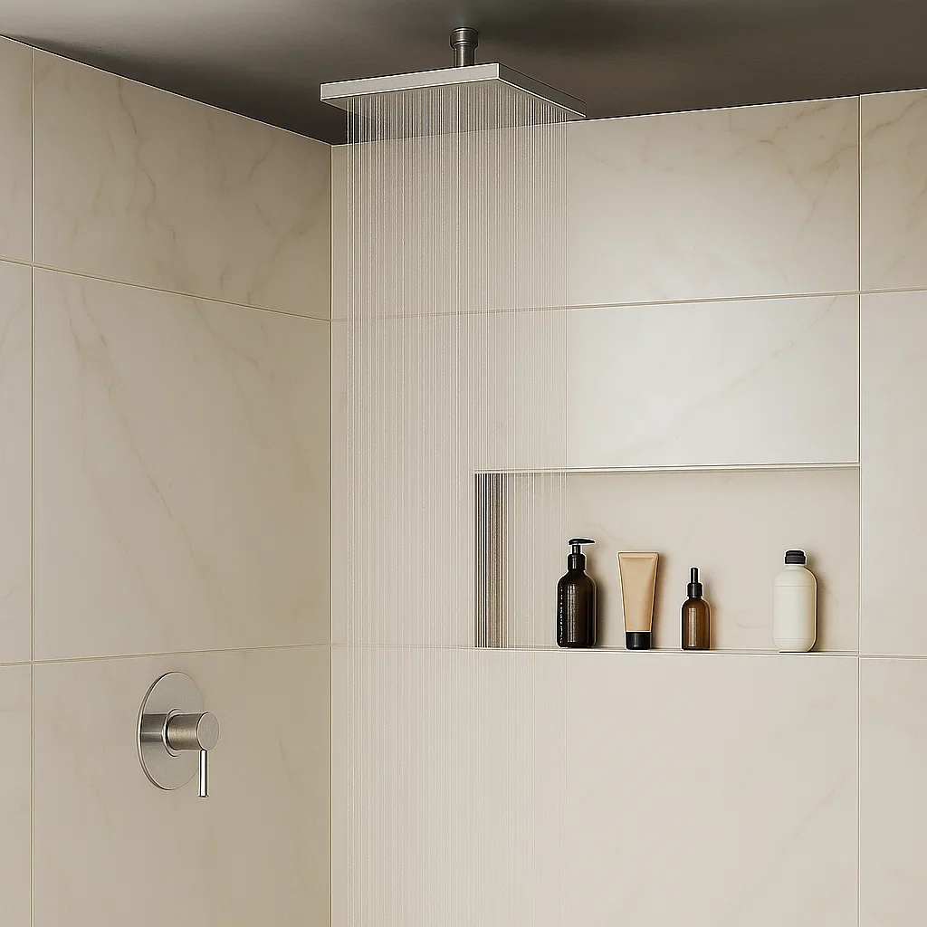 8" Square Brushed Nickel Modern Rain Shower Head - Image 3