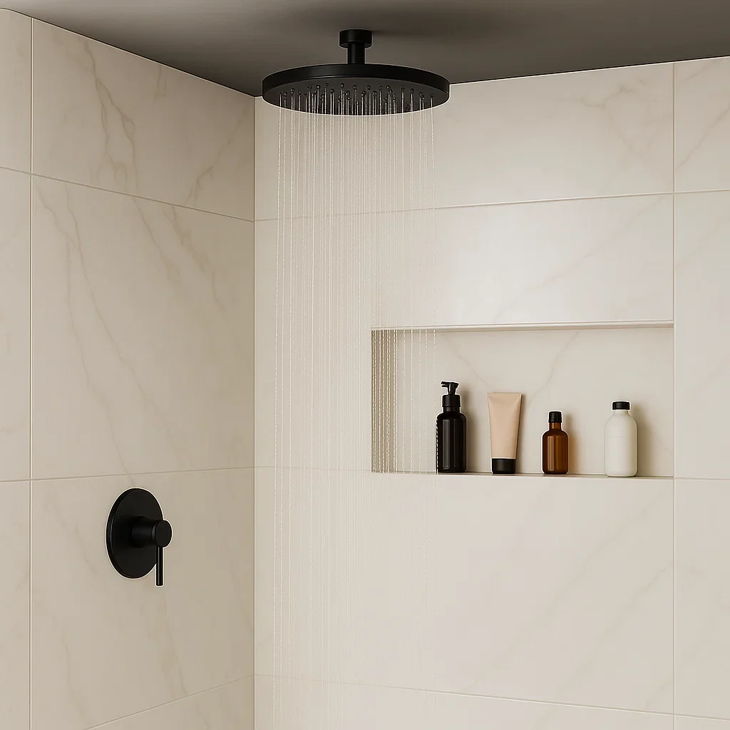 8" Round Matte Black Single-Function Rain Shower Head - Image 3