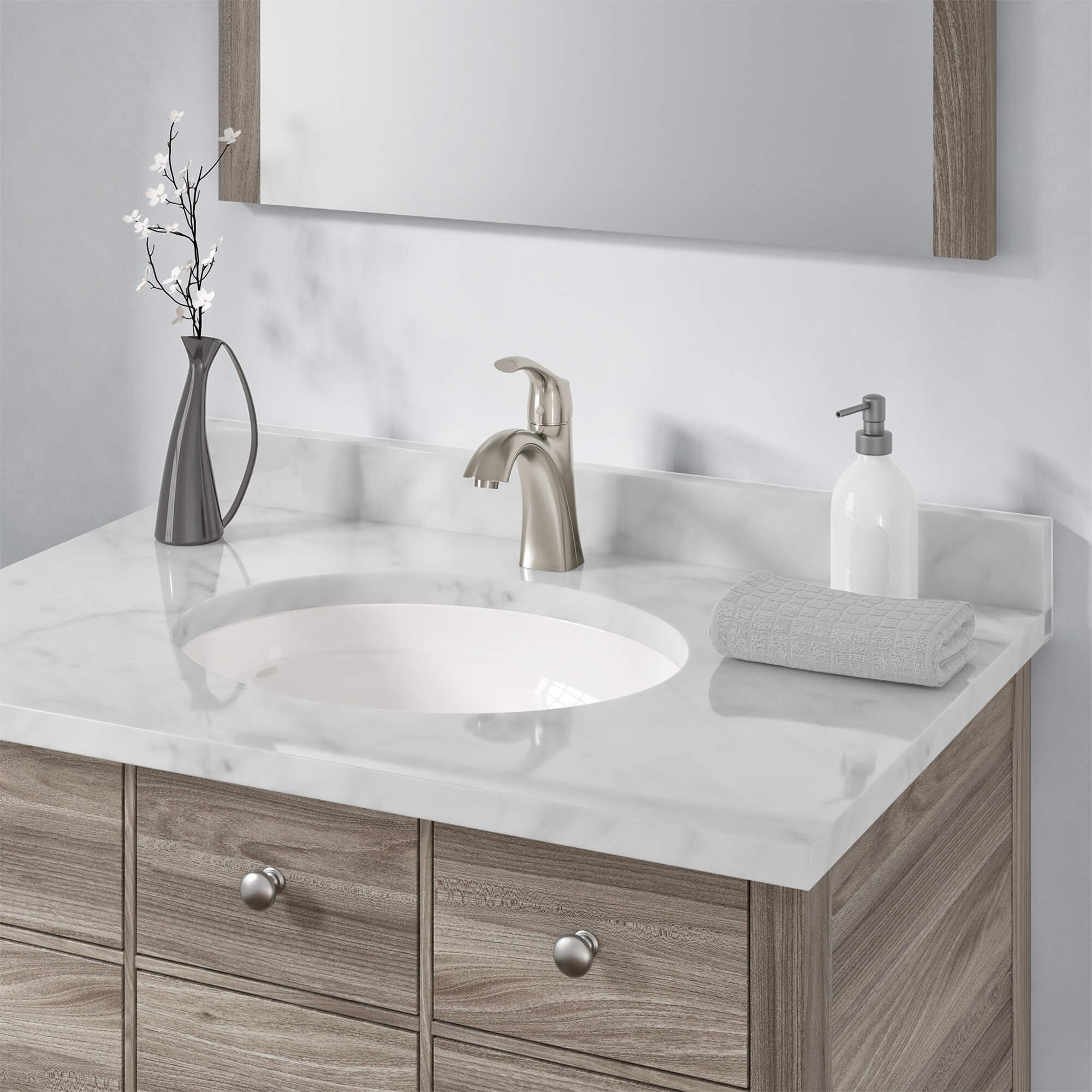 15" Oval Porcelain Undermount Bathroom Sink with Overlow Drain in White - Image 3