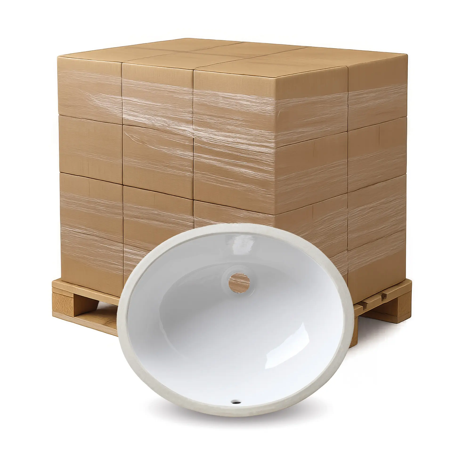 Bulk Packed 17-1/8" Oval Porcelain Undermount Bathroom Sink