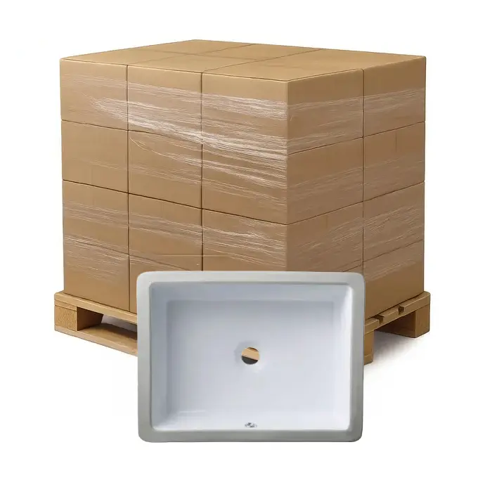 Bulk-Packed 18 x 12" Rectangular Porcelain Undermount Bathroom Sink with Overflow in White