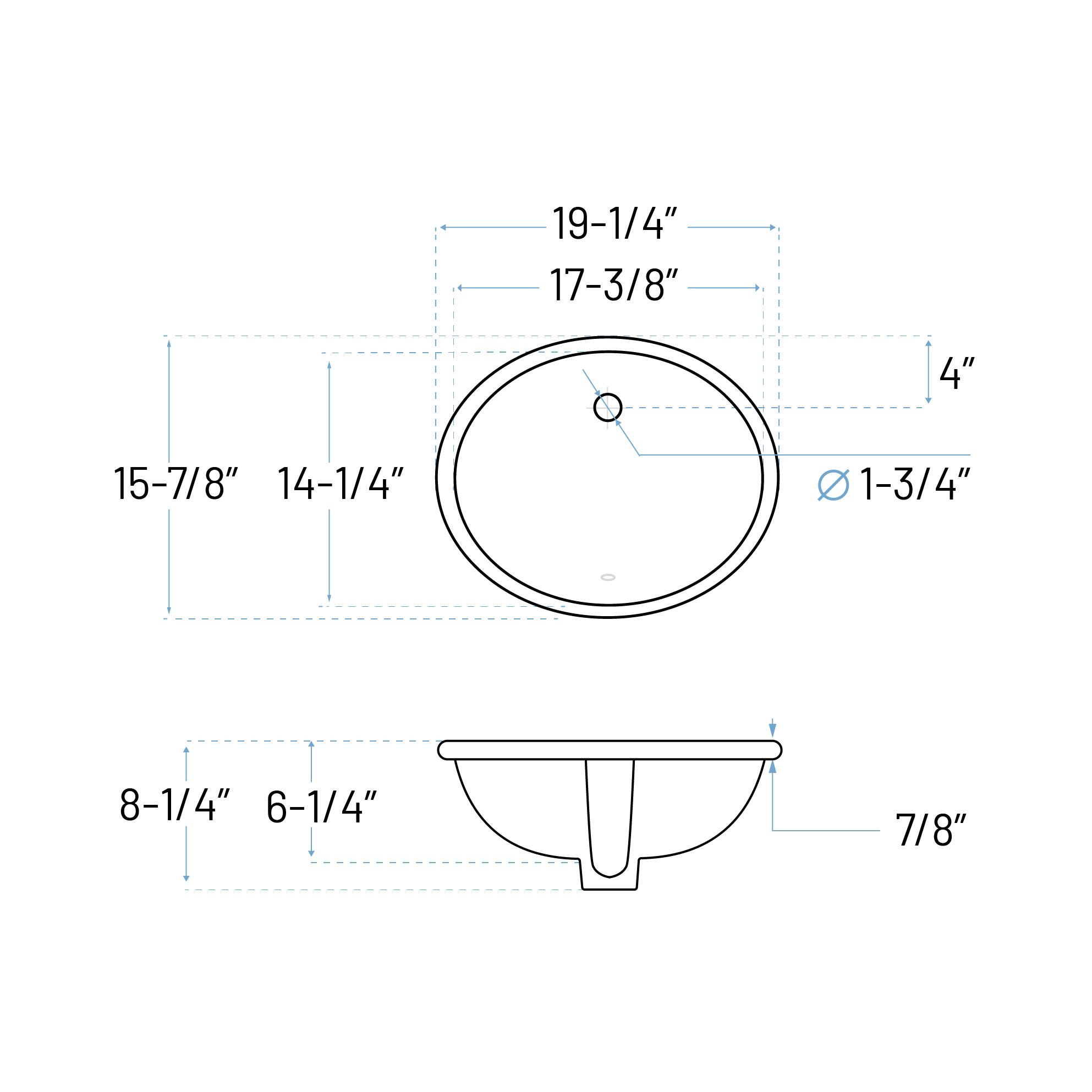 Bulk-Packed 19-1/4" Oval Porcelain Undermount Bathroom Sink in White - Image 2