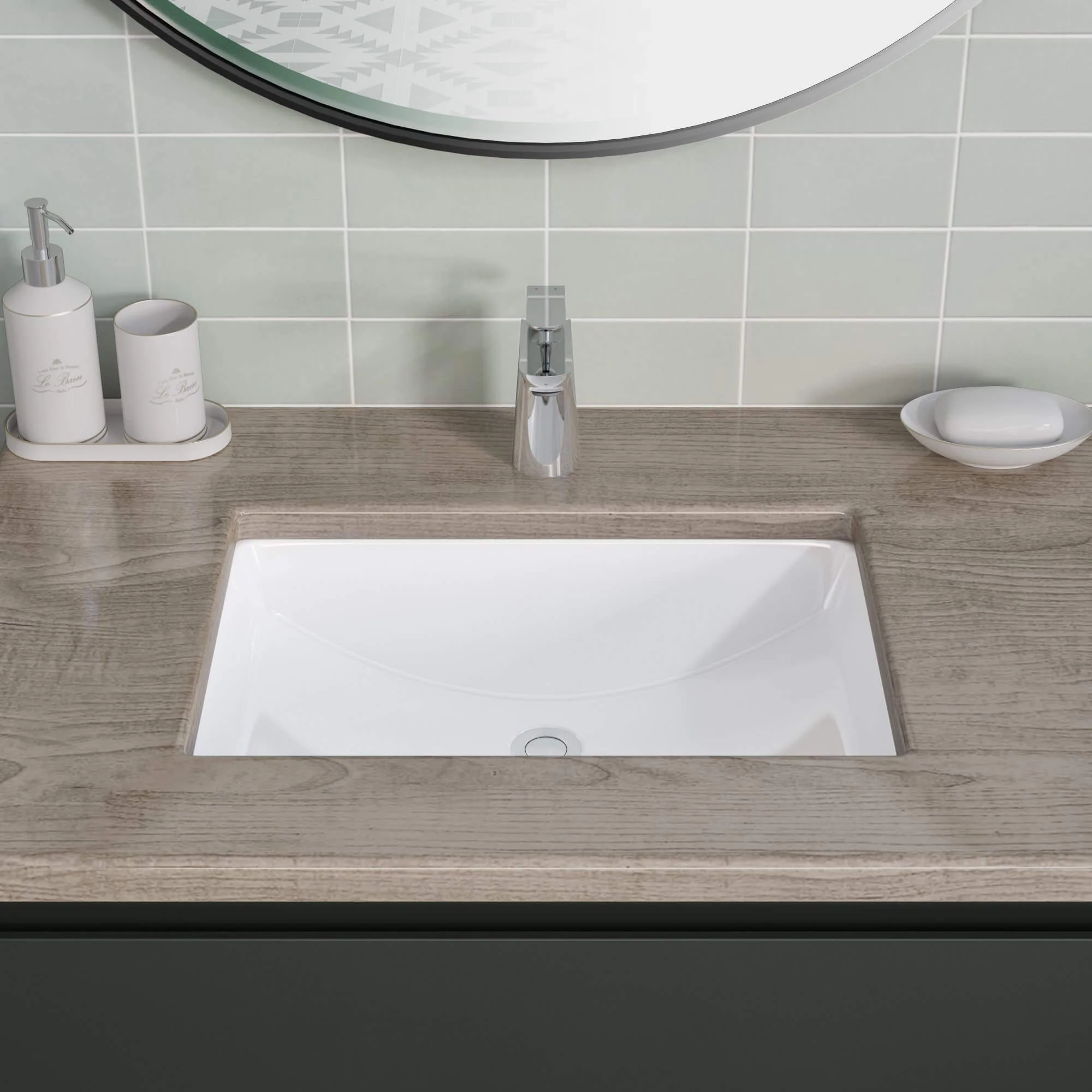 20-3/4" White Rectangular Vitreous China Undermount Bathroom Sink with Overflow Drain - Image 4