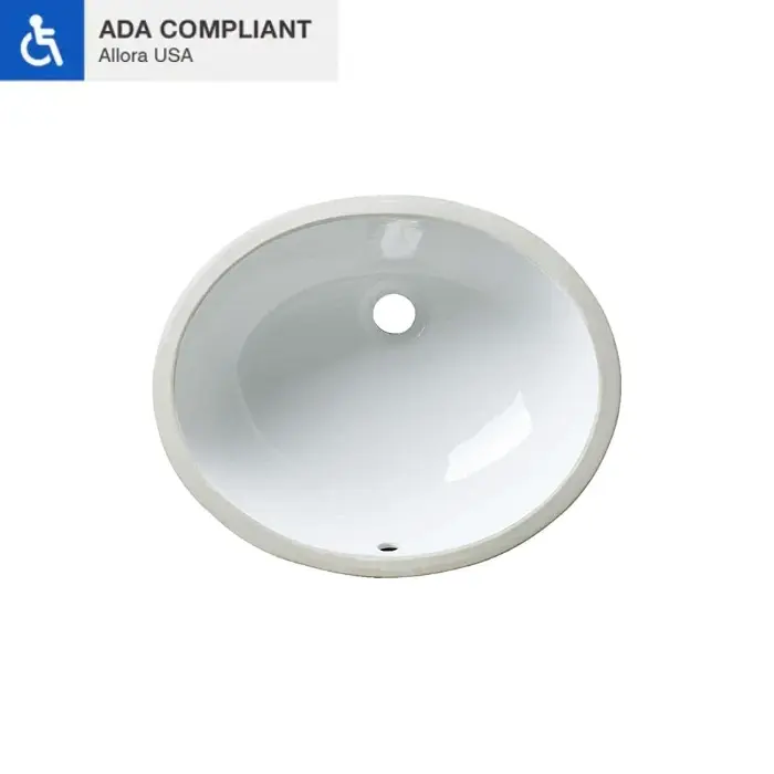 20" x 16" ADA-Depth White Oval Porcelain Undermount  Bathroom Sink