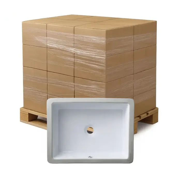 Bulk-Packed 20 x 16" Rectangular Porcelain Undermount Bathroom Sink in White