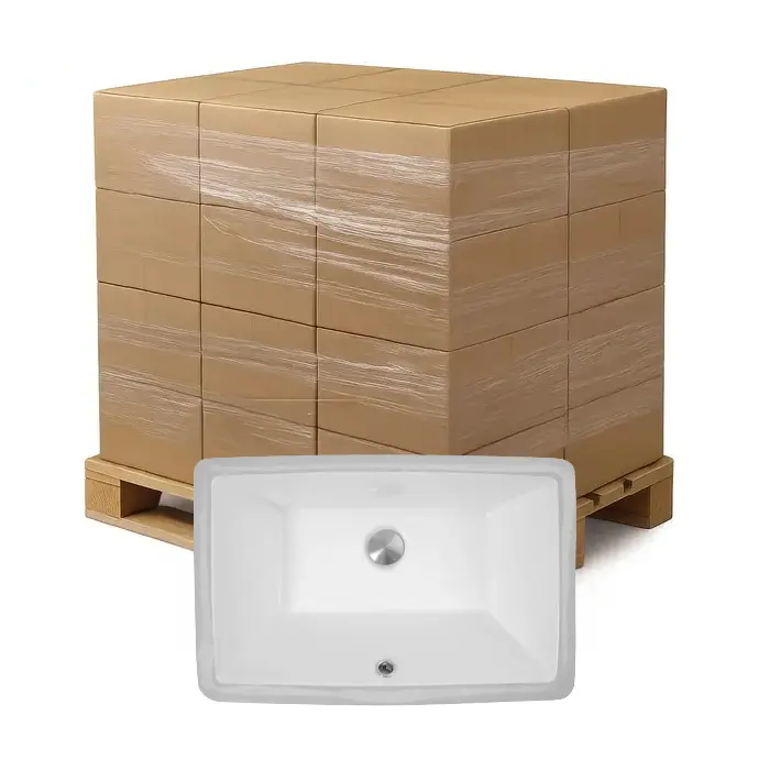 Bulk-Packed 21" Rectangular Porcelain Undermount Bathroom Sink in White