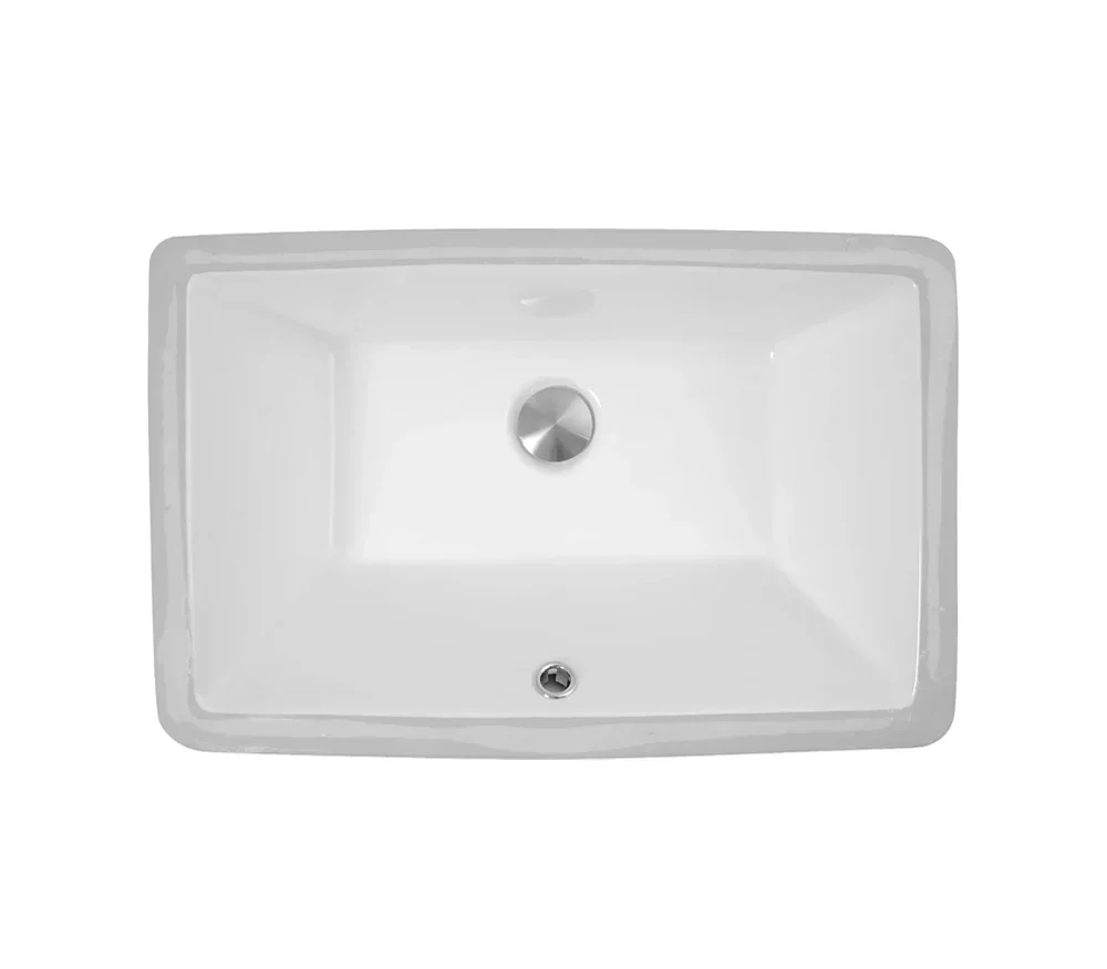 21" Rectangular Porcelain Undermount Bathroom Sink with Overflow Drain in White - Image 6