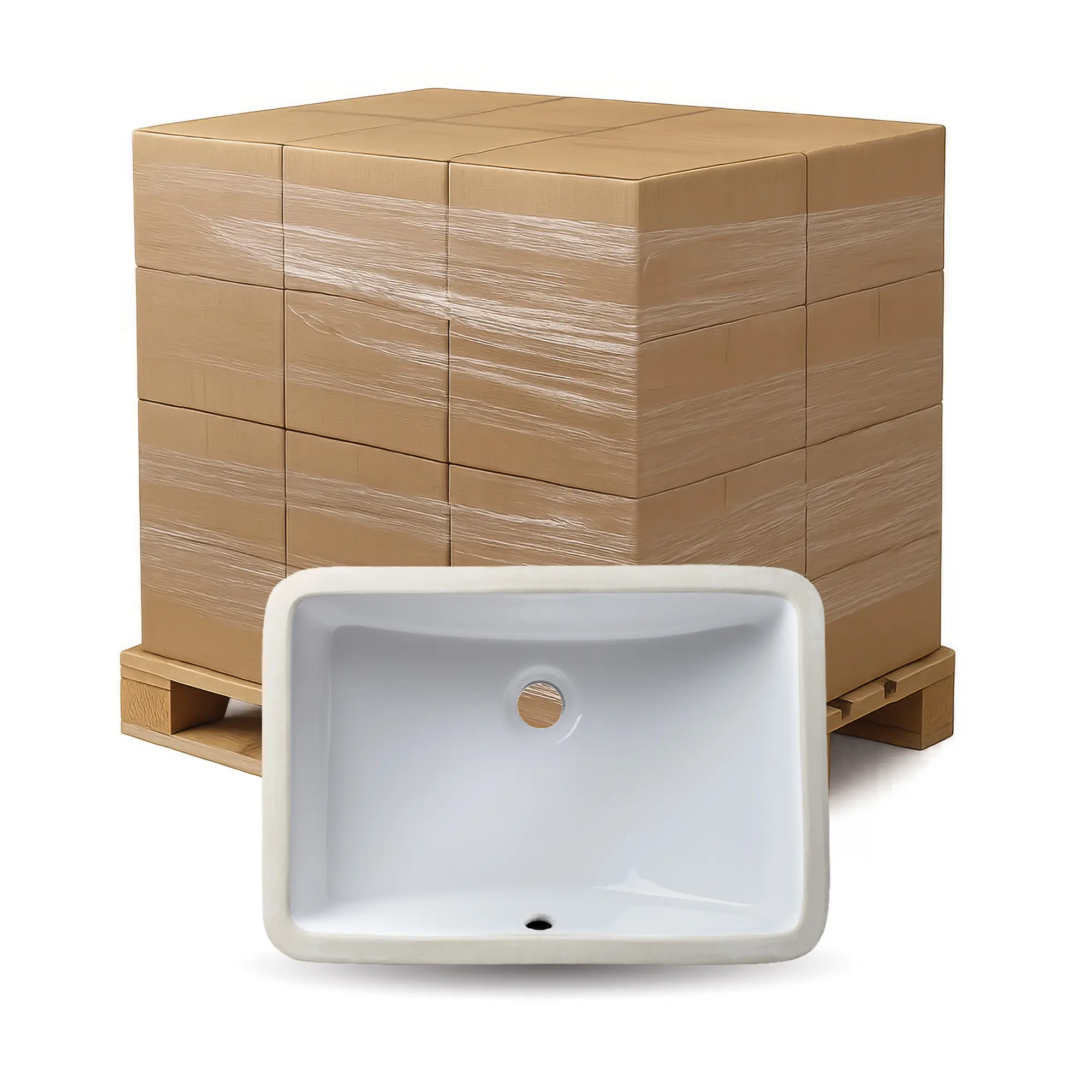 Bulk-Packed 23-3/4" Rectangular Porcelain Undermount Bathroom Sink in White