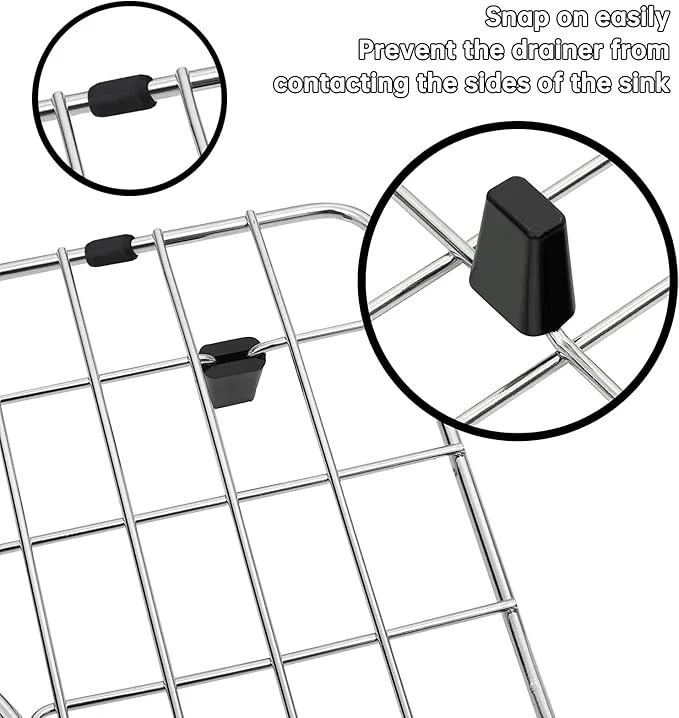 8-Pack Black Replacement Feet and Side Bumper Protectors for Sink Grid - Image 4