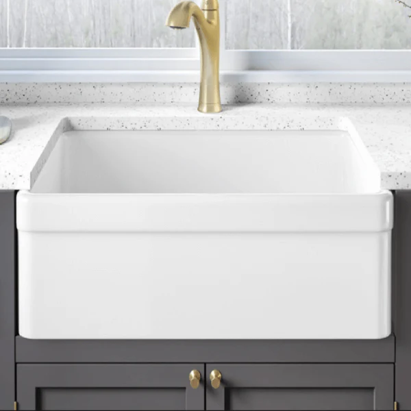 33 x 20" Fireclay Farmhouse Single Bowl Kitchen Sink with Grid and Strainer - Image 5