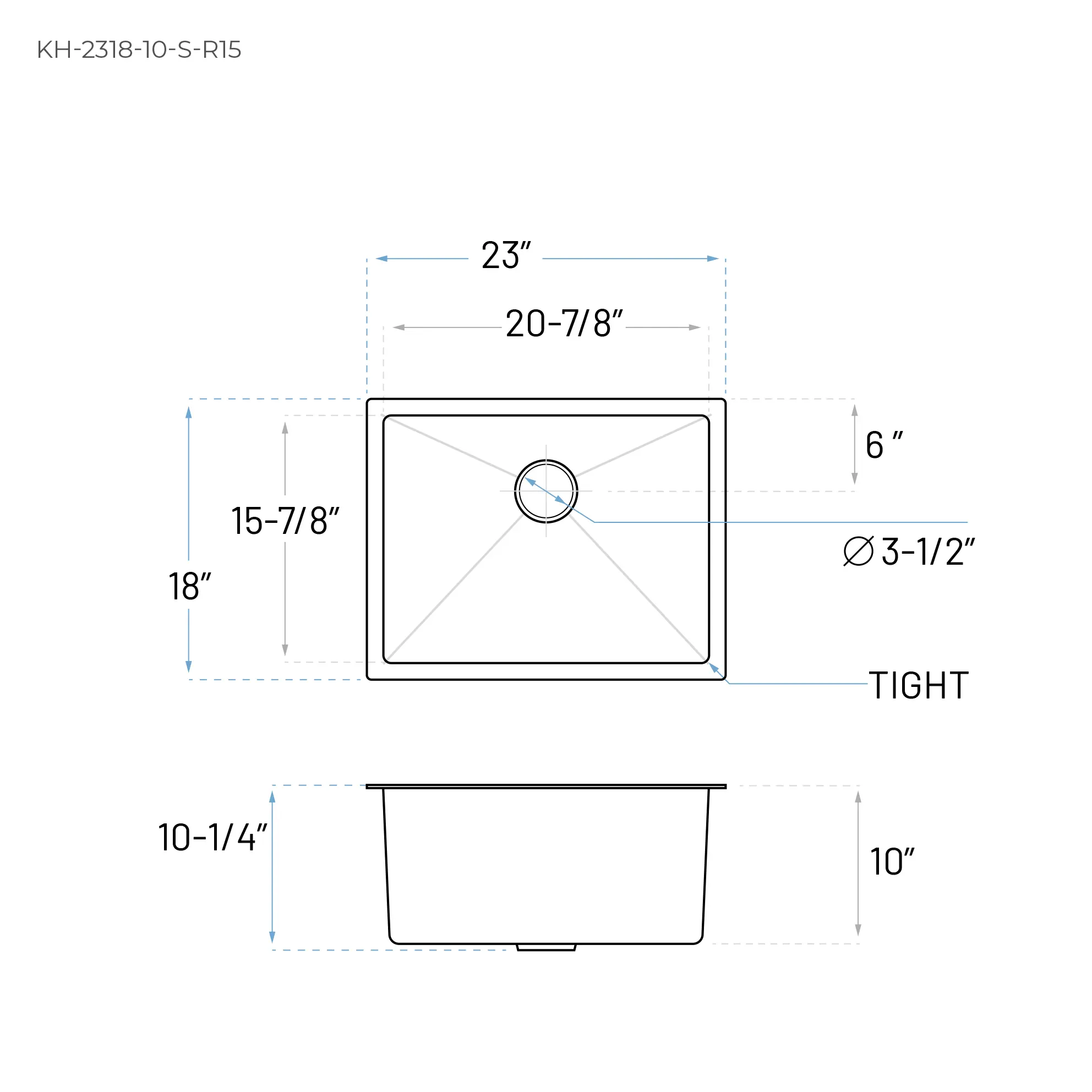 23" Undermount Stainless Steel Deep Single Bowl Kitchen Sink - Image 6