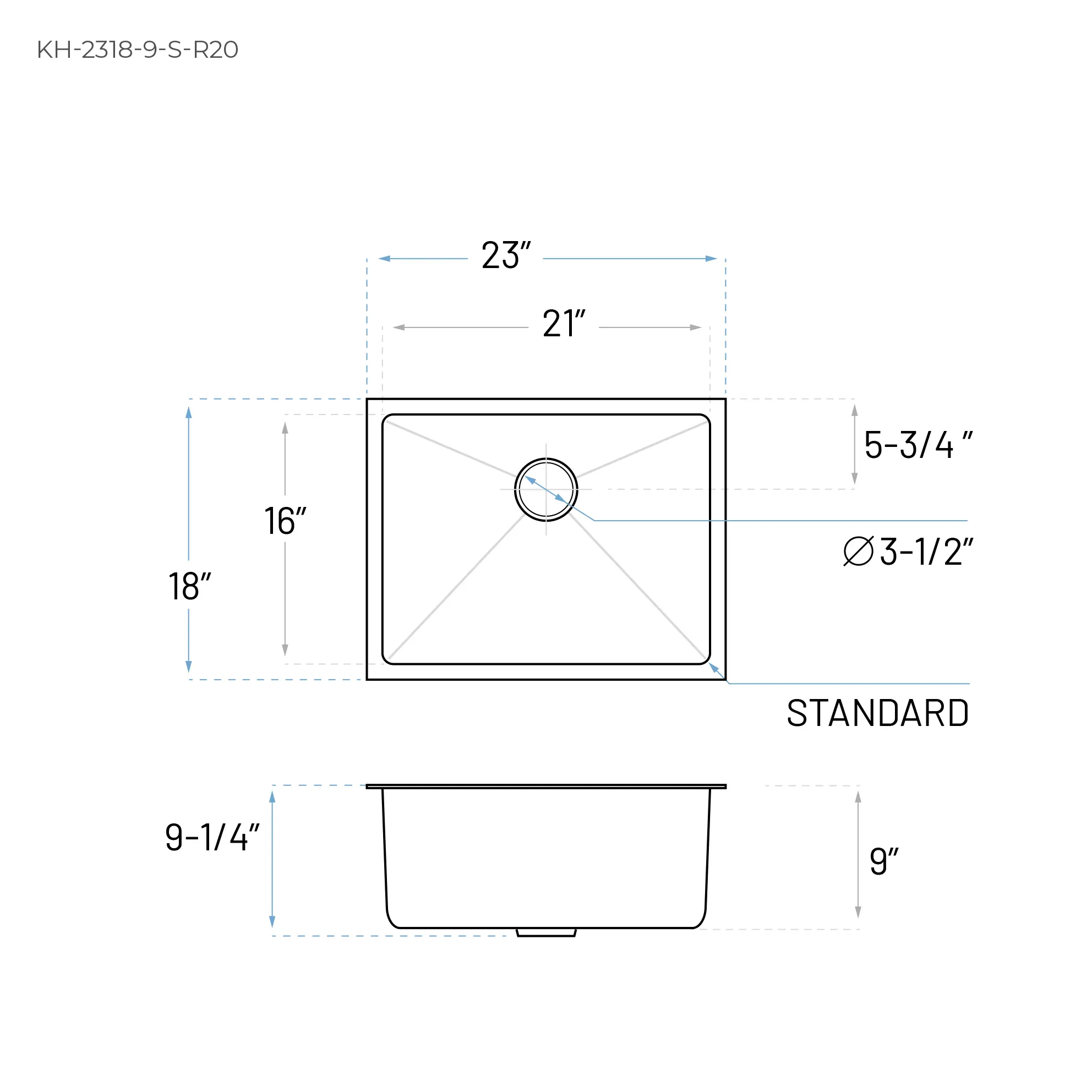 23" Small Steel Undermount Stainless Single Bowl Kitchen Sink - Image 5