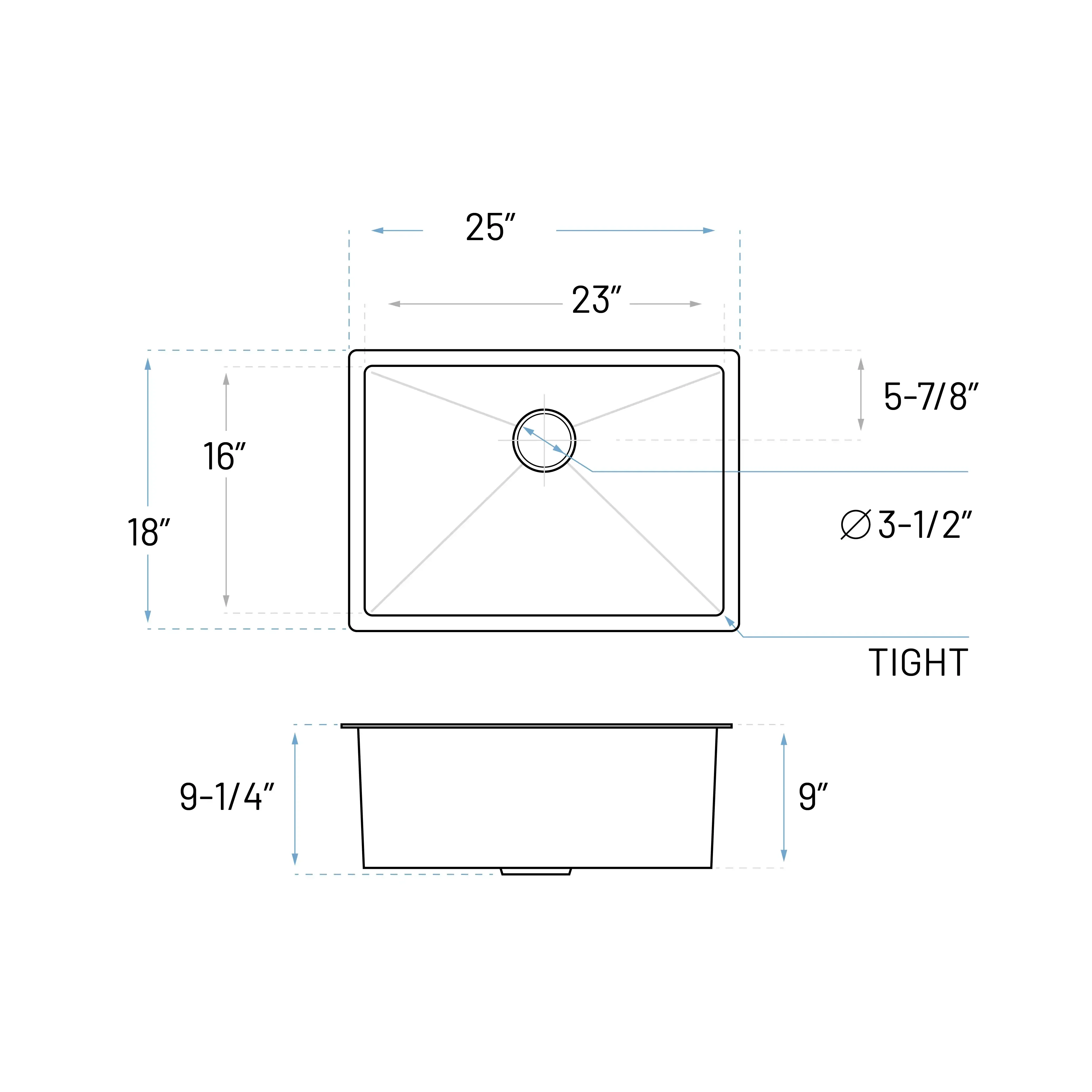 25" Medium Undermount Stainless Steel Single Bowl Kitchen Sink - Image 5