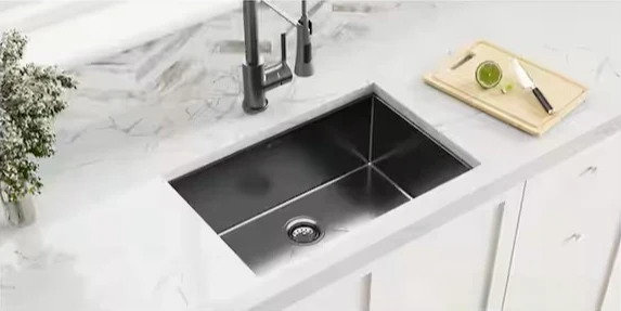 27" Undermount Gunmetal Black Stainless Steel Single Bowl Kitchen Sink - Image 4