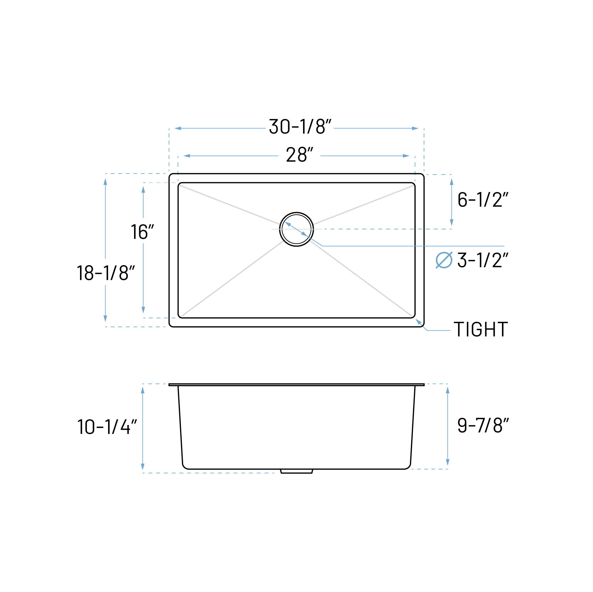 30" Undermount Gunmetal Black Stainless Steel Single Bowl Kitchen Sink - Image 8