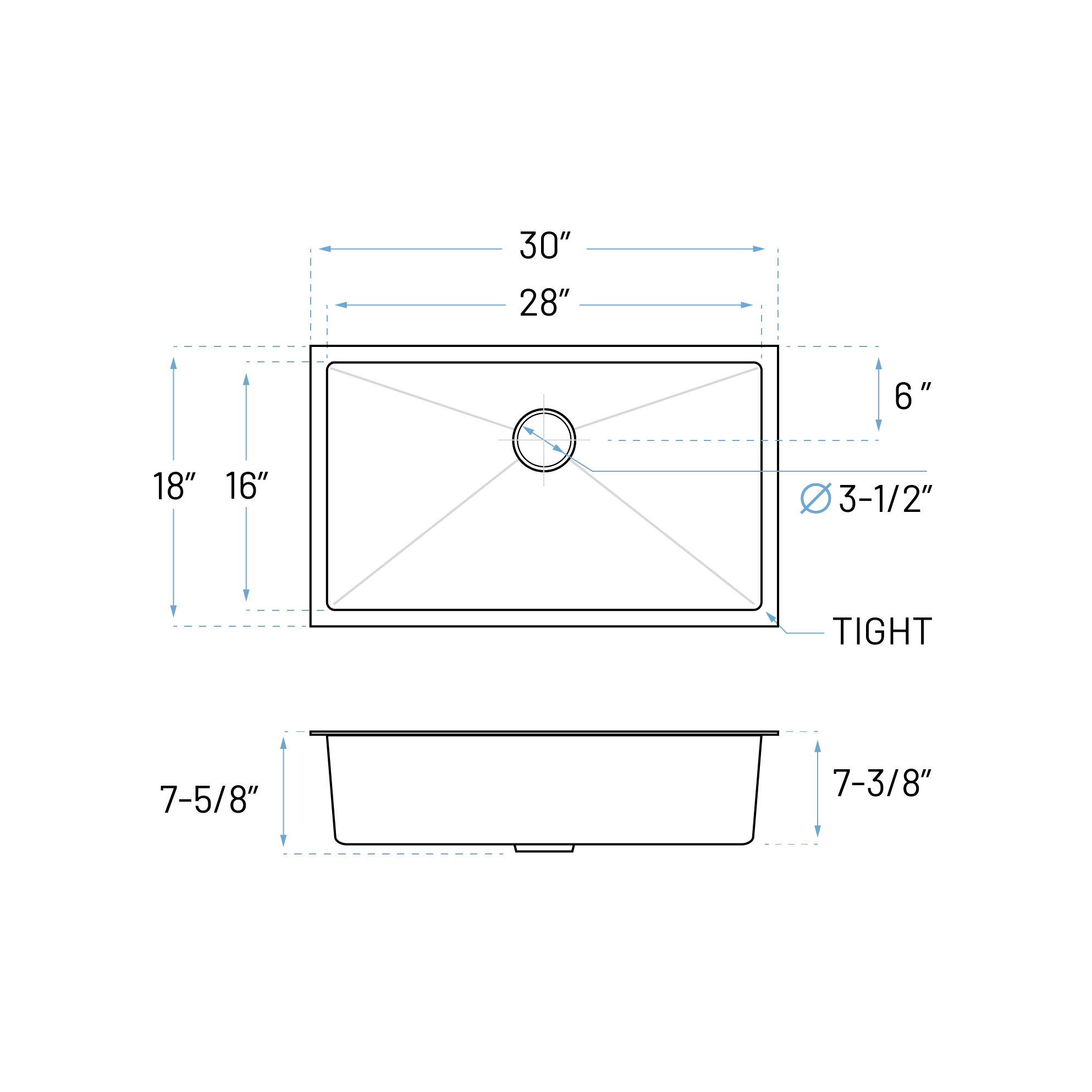 30" Extra Large Undermount 7-Inch Deep Stainless Steel Single Bowl Kitchen Sink - Image 5