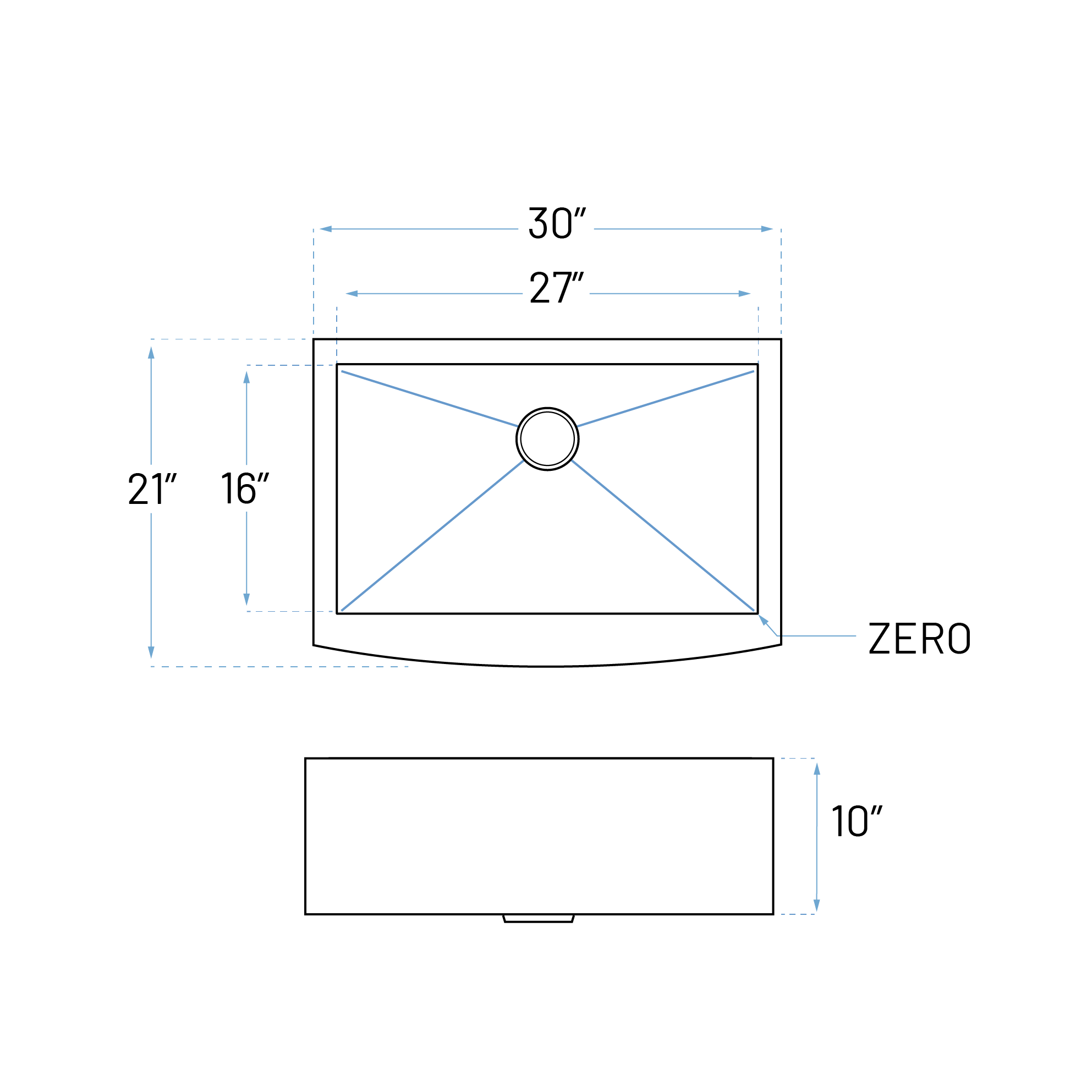 30" Zero Radius Farmhouse Apron Front Stainless Steel Single Bowl Kitchen Sink - Image 5