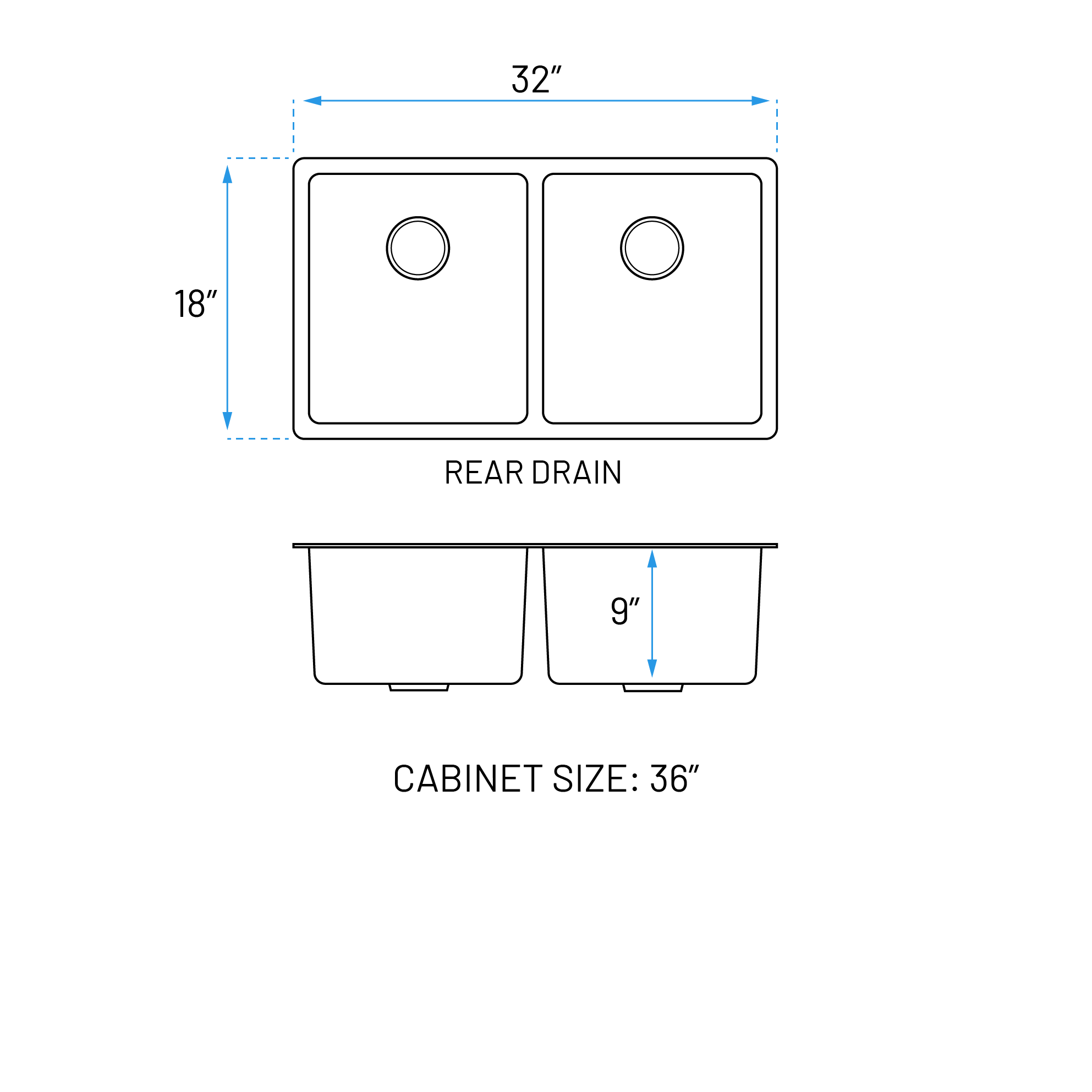 32" Extra Large Undermount Double Bowl Stainless Steel Kitchen Sink - Image 2