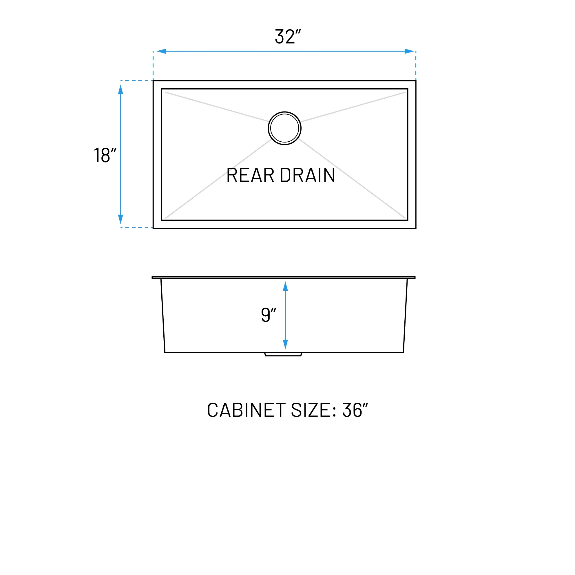 32" Extra-Large Zero Radius Undermount Stainless Steel Single Bowl Kitchen Sink - Image 2