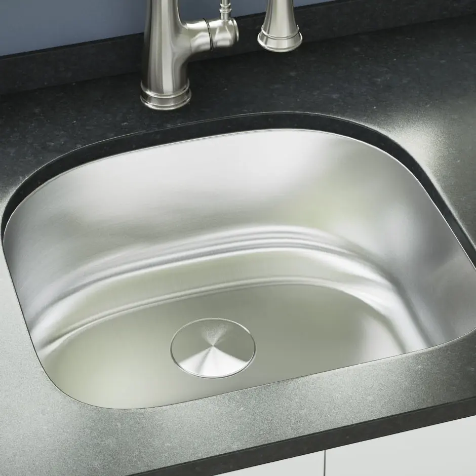 23" Undermount D-Shaped Stainless Steel Single Bowl 7-inch Deep Kitchen Sink - Image 3