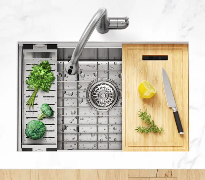 30" Large Workstation Undermount Stainless Steel Kitchen Sink - Image 3