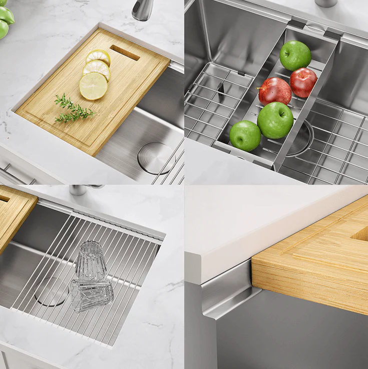 30" Large Workstation Undermount Stainless Steel Kitchen Sink - Image 4