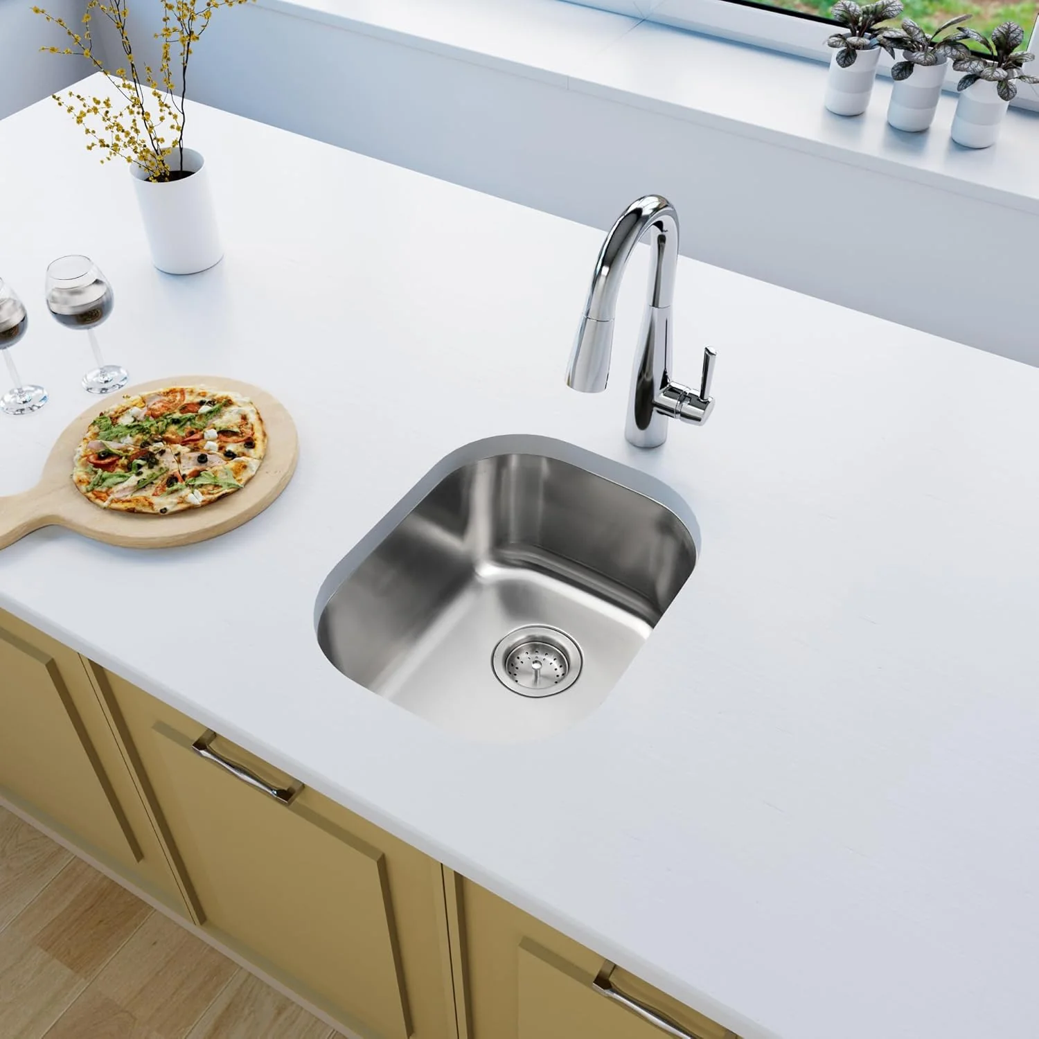 12" Undermount Stainless Steel Single Bowl Bar and RV Sink - Image 3